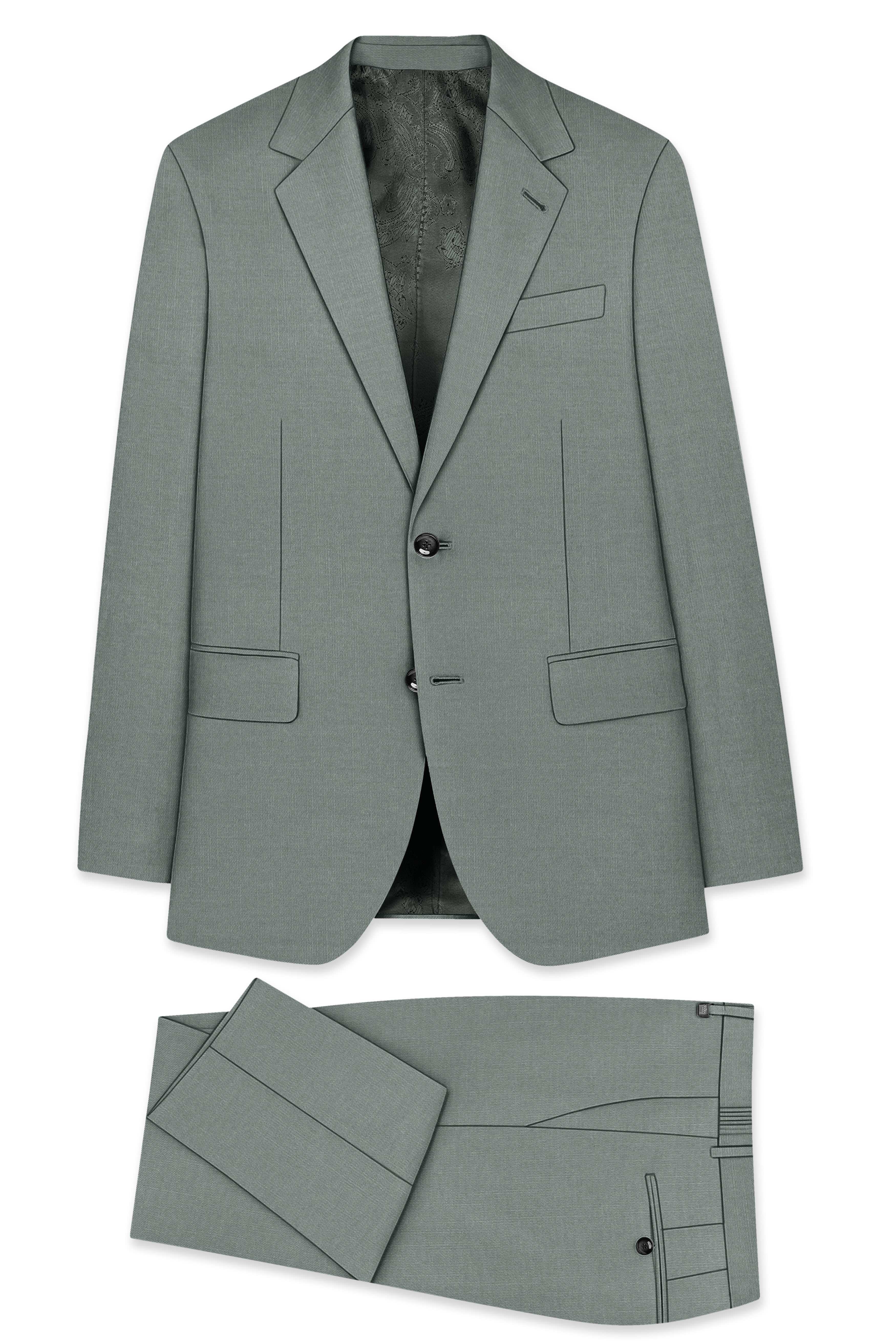 Travliam-William Gray Wool Rich Single Breasted Slight Stretch Suit