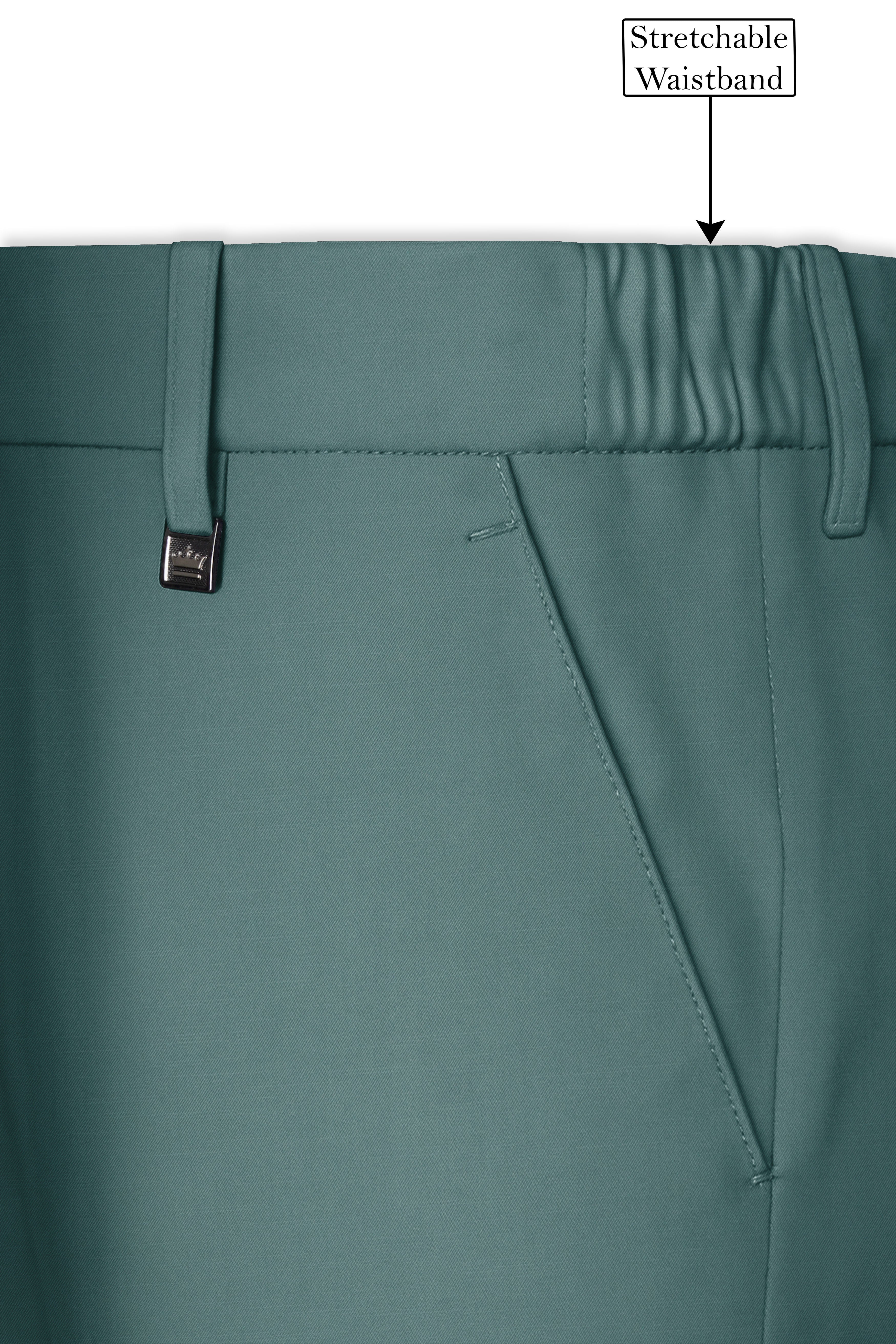 Travliam-William Green Wool Rich Single Breasted Stretchable Traveler Suit