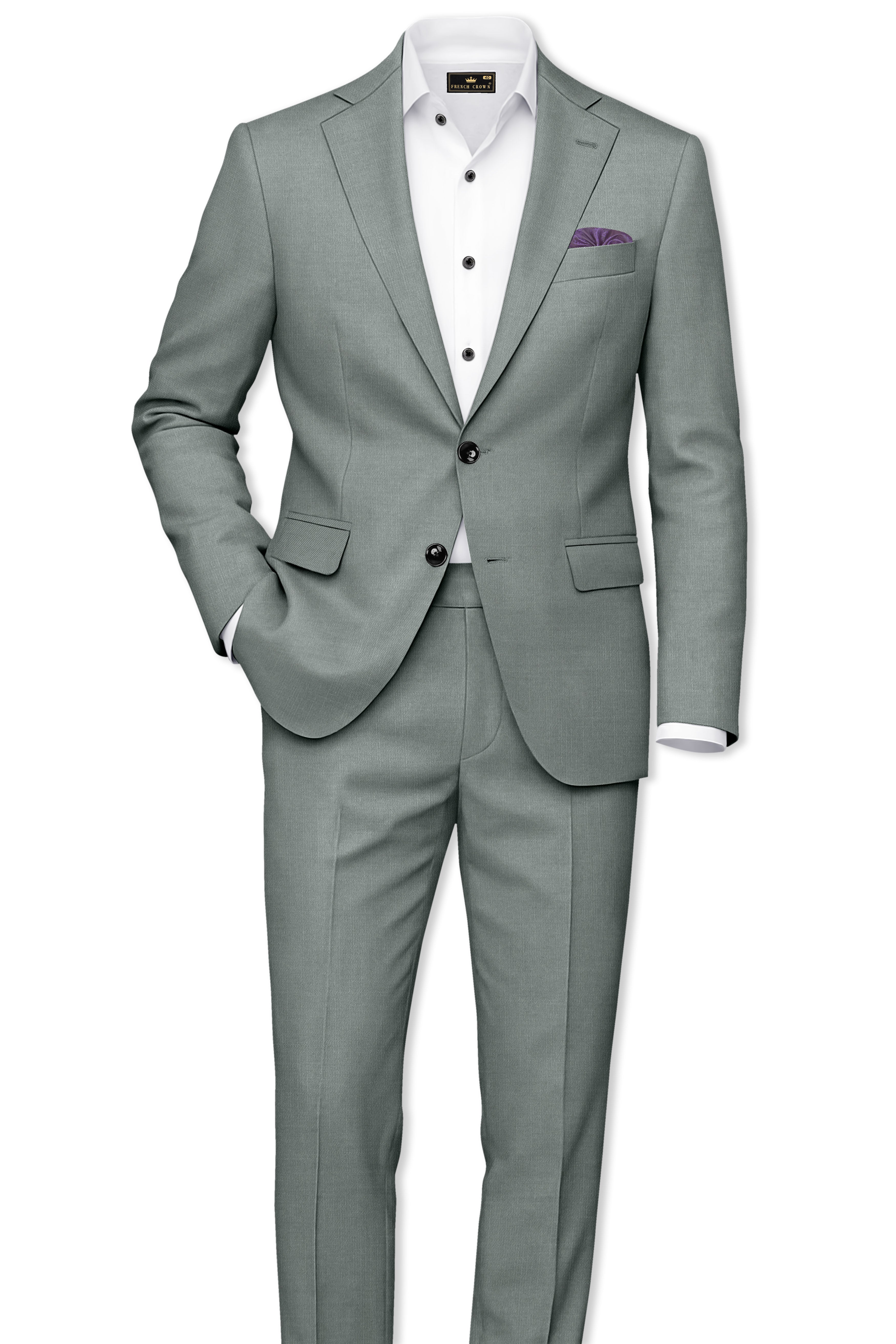 Travliam-William Gray Wool Rich Single Breasted Slight Stretch Suit