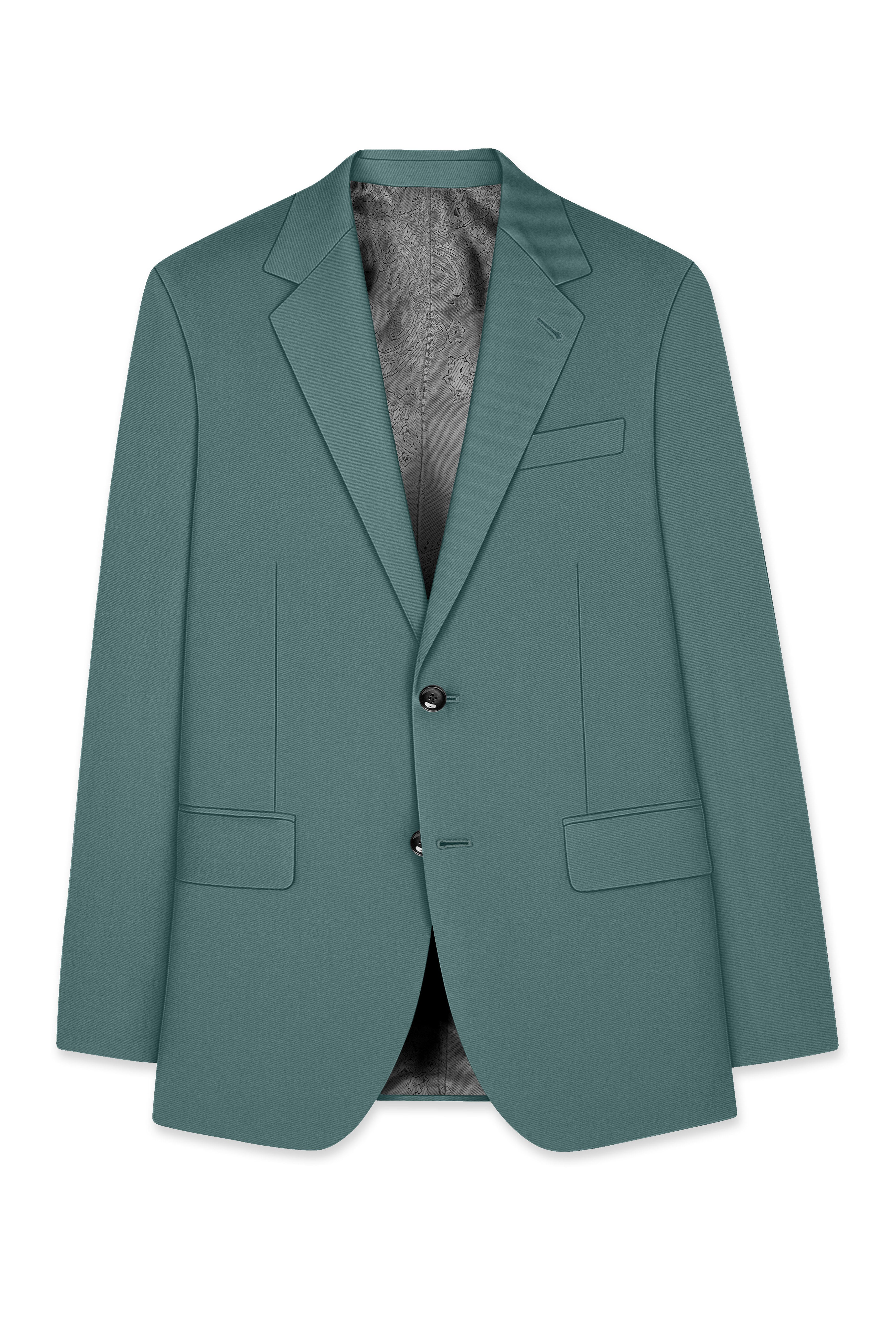Travliam-William Green Wool Rich Single Breasted Stretchable Traveler Suit