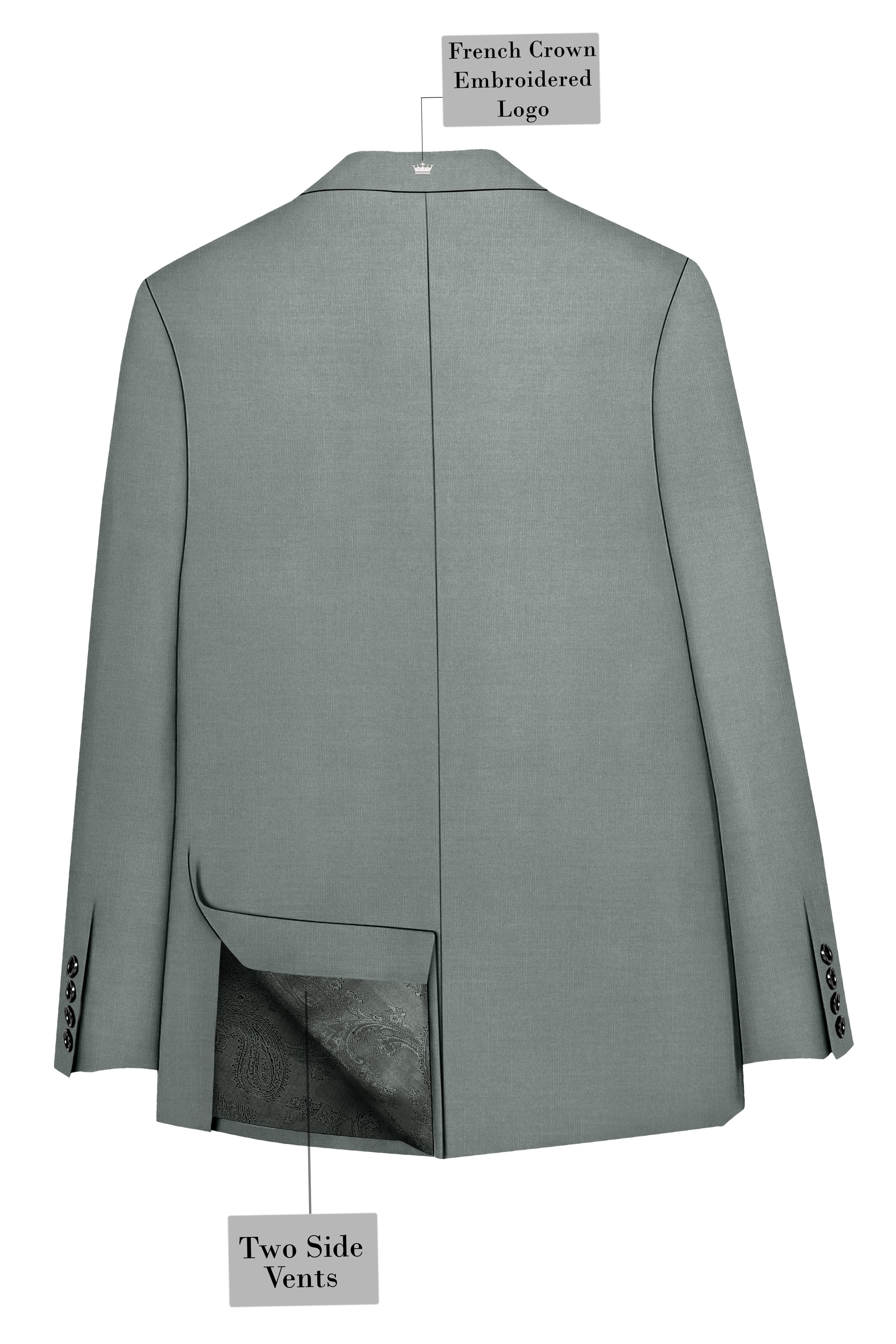 Travliam-William Gray Wool Rich Single Breasted Slight Stretch Suit