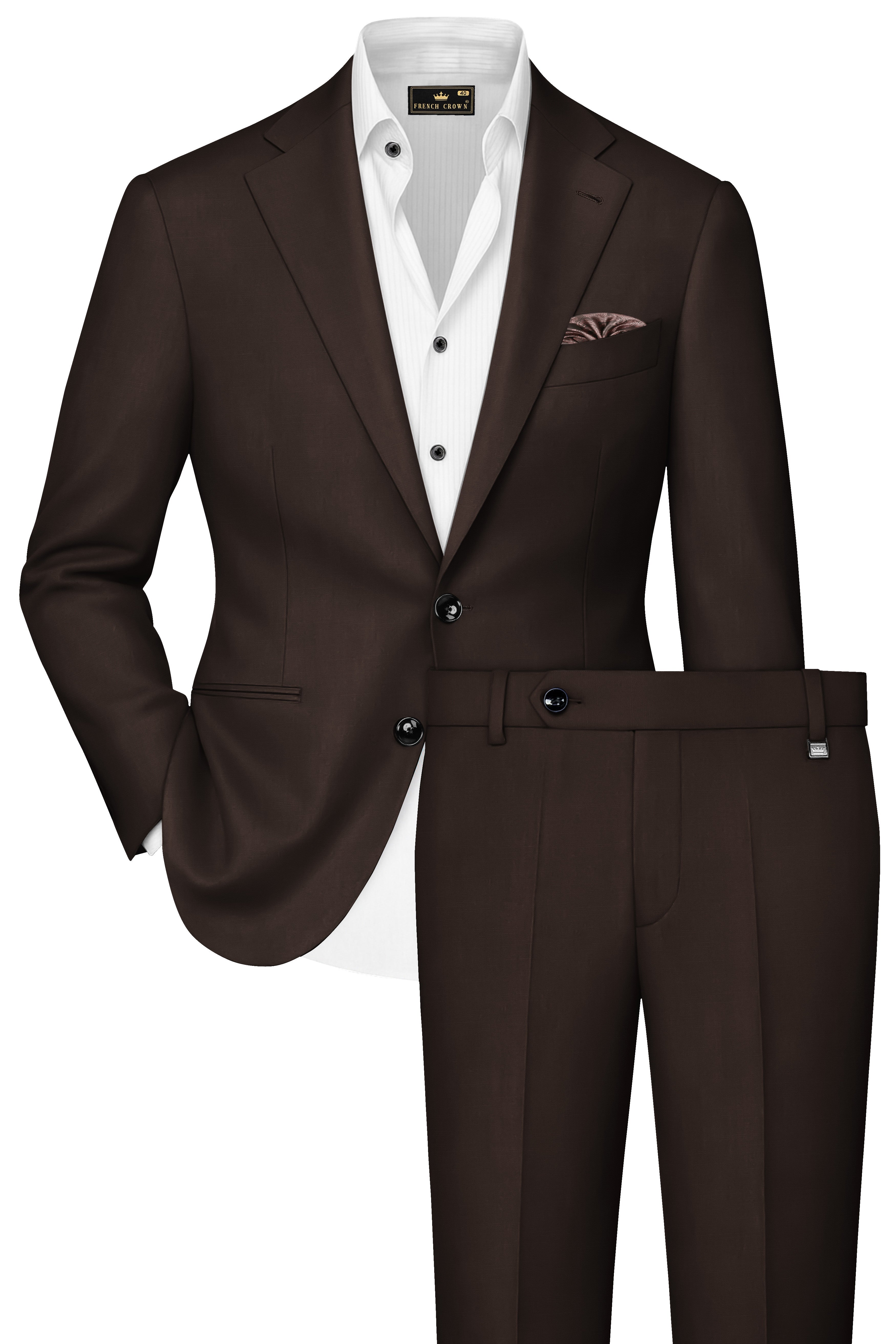 Moirayn-Eclipse Brown Wool Rich Single Breasted Suit