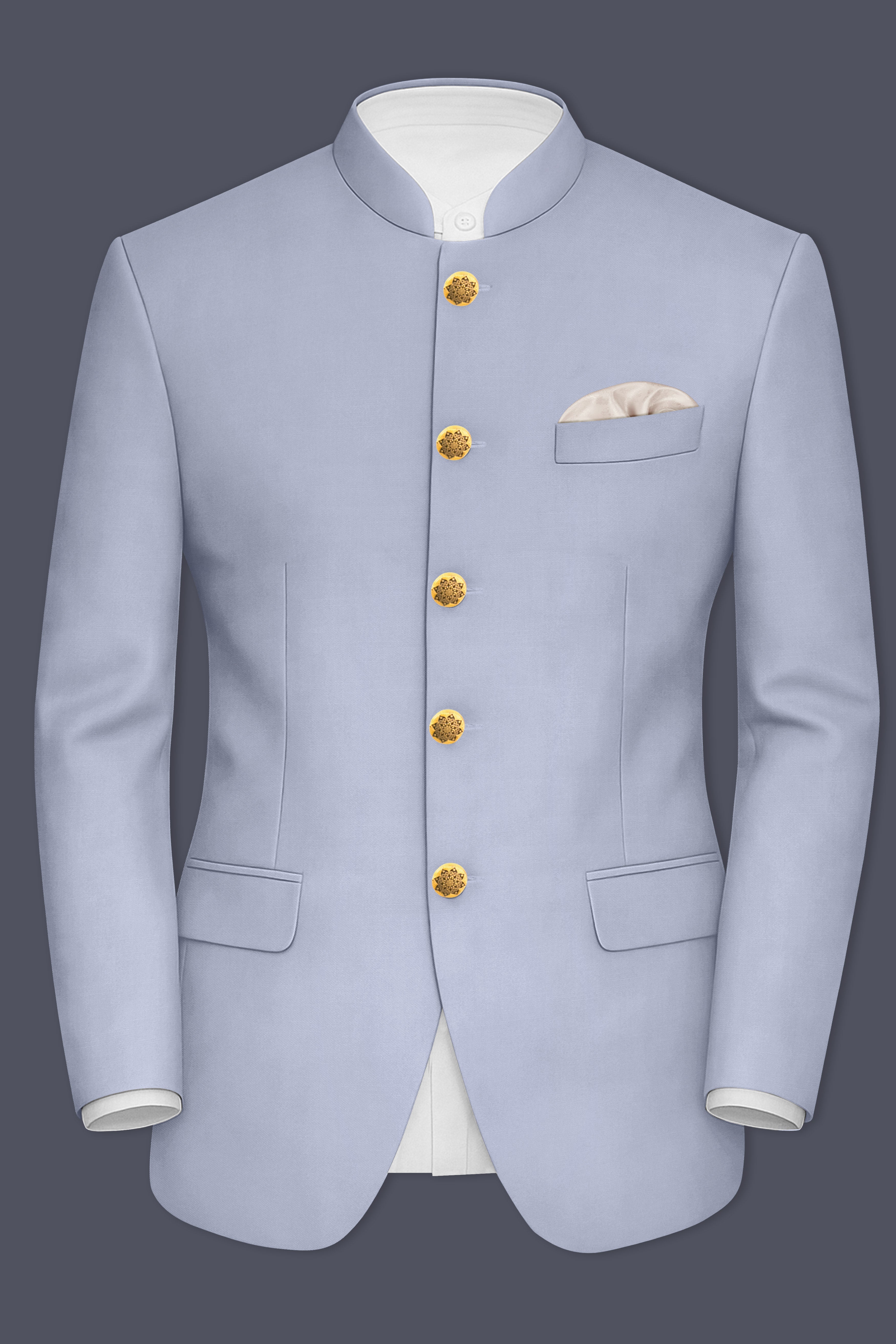 Silgrove-Loblolly Gray Wool Rich Bandhgala Stretchable Traveler Suit