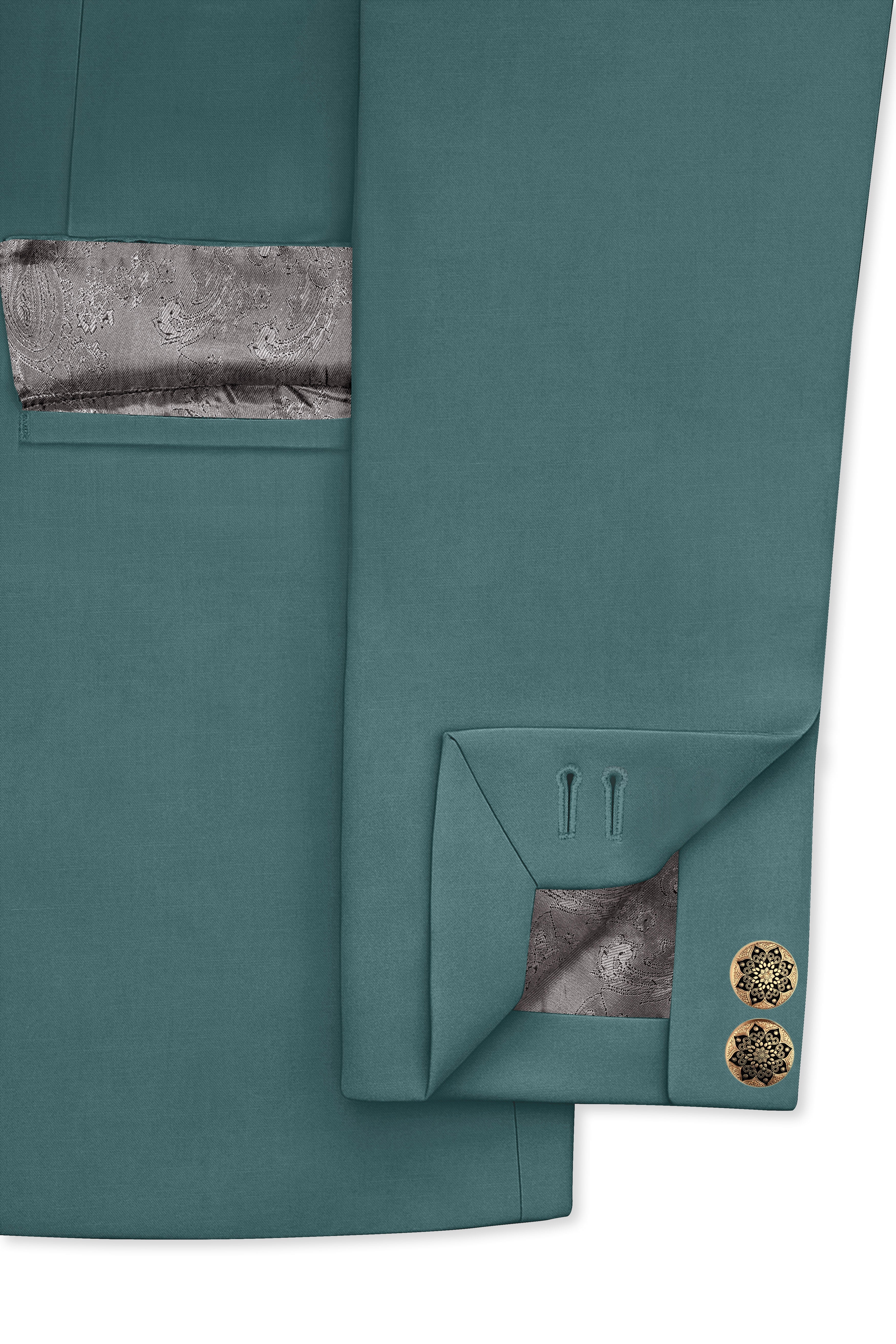Travliam-William Green Wool Rich Bandhgala Stretchable Traveler Suit