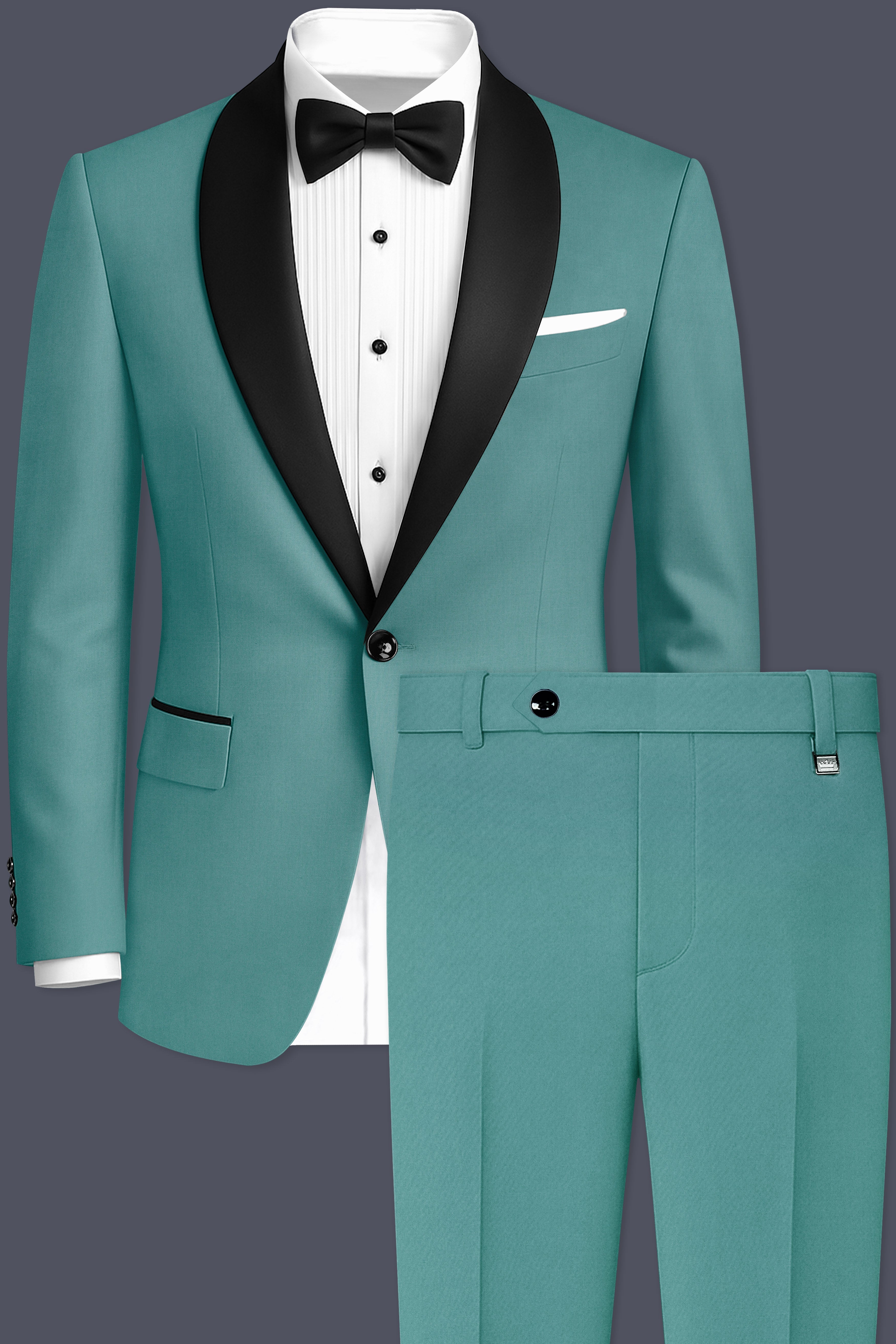 Travirid-Gothic Green Wool Rich Stretchable Traveler Tuxedo Suit