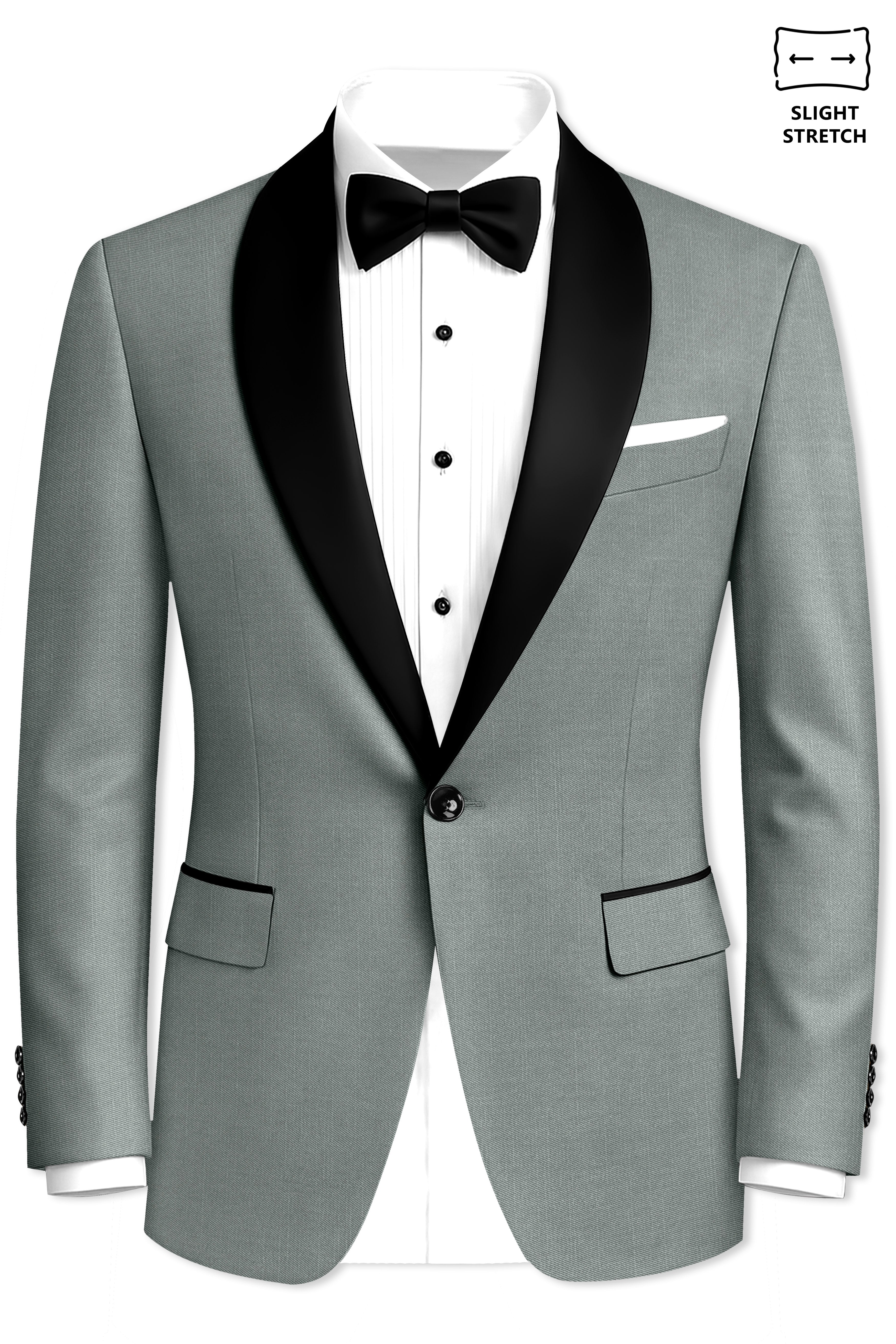 Travliam-William Gray Wool Rich Tuxedo Slight Stretch Suit