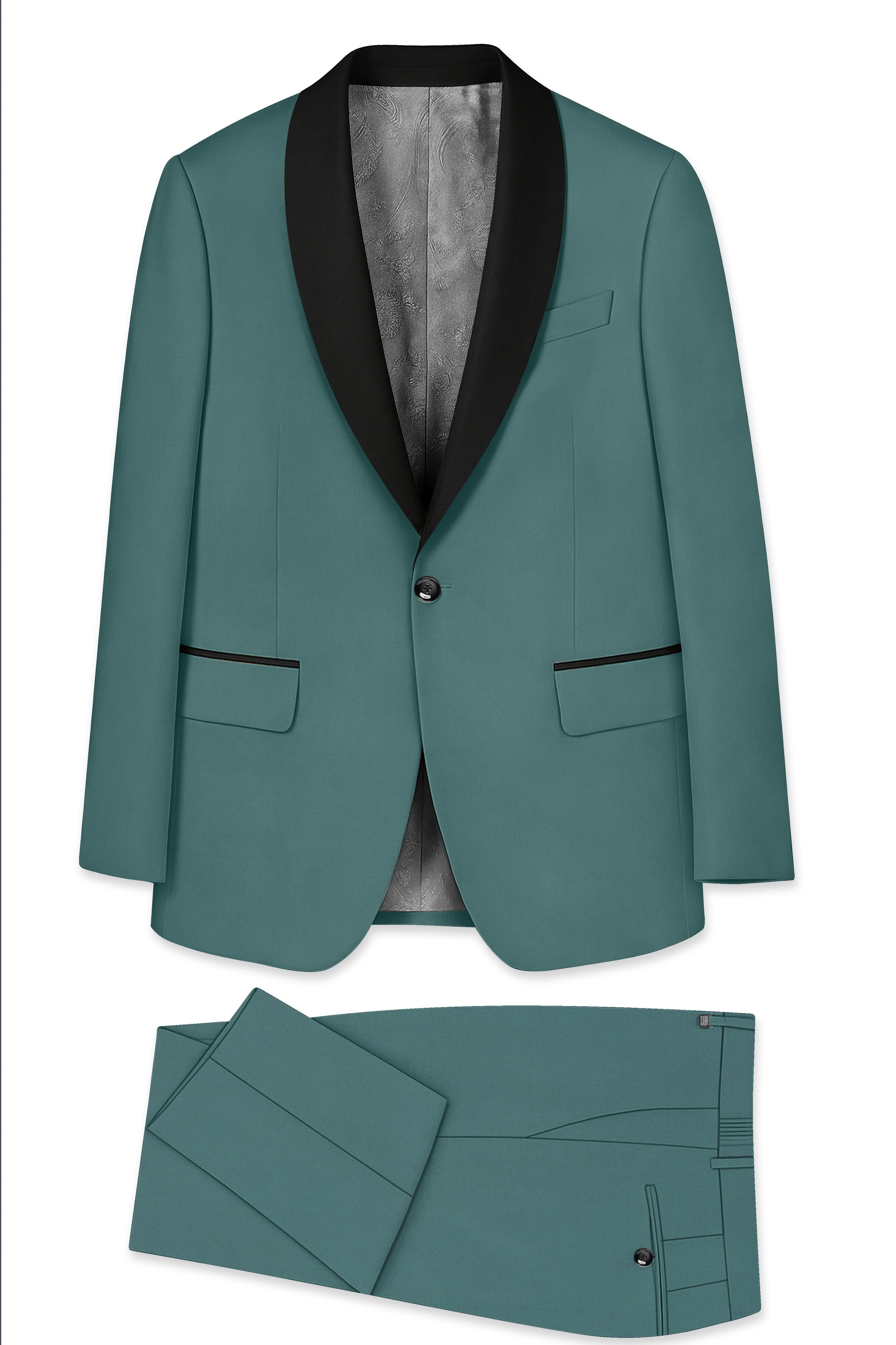 Travliam-William Green Wool Rich Stretchable Traveler Tuxedo Suit