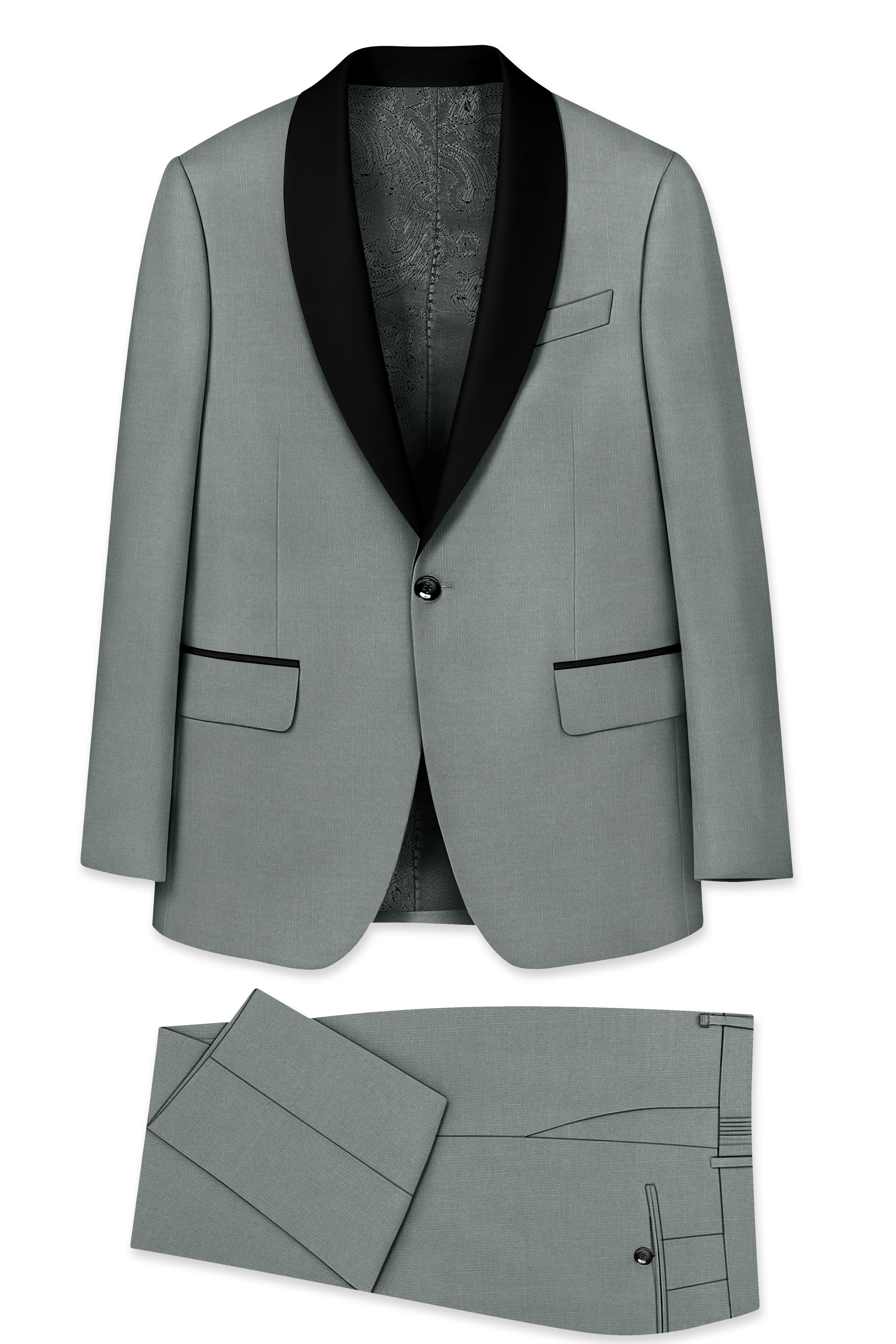 Travliam-William Gray Wool Rich Tuxedo Slight Stretch Suit