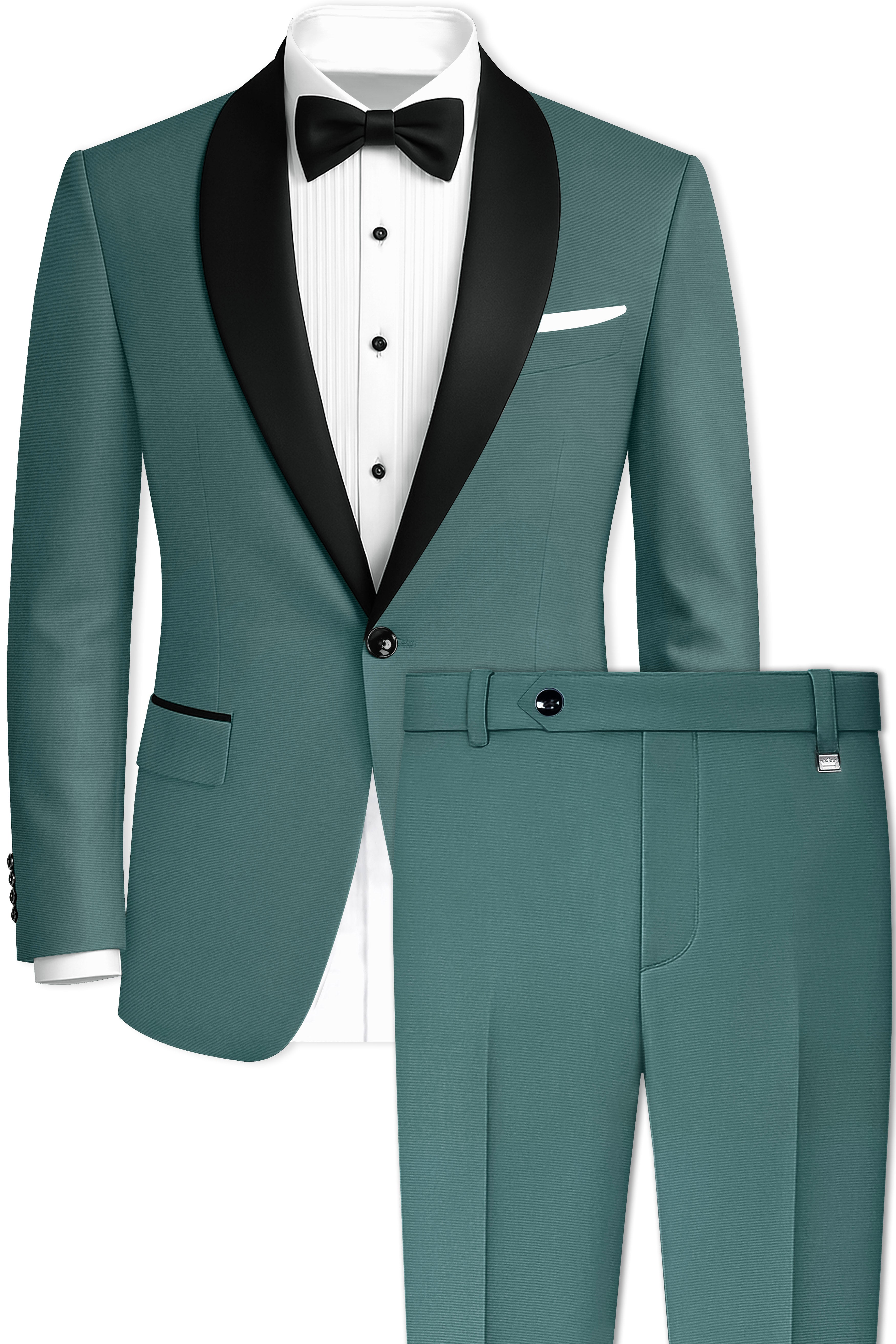 Travliam-William Green Wool Rich Stretchable Traveler Tuxedo Suit