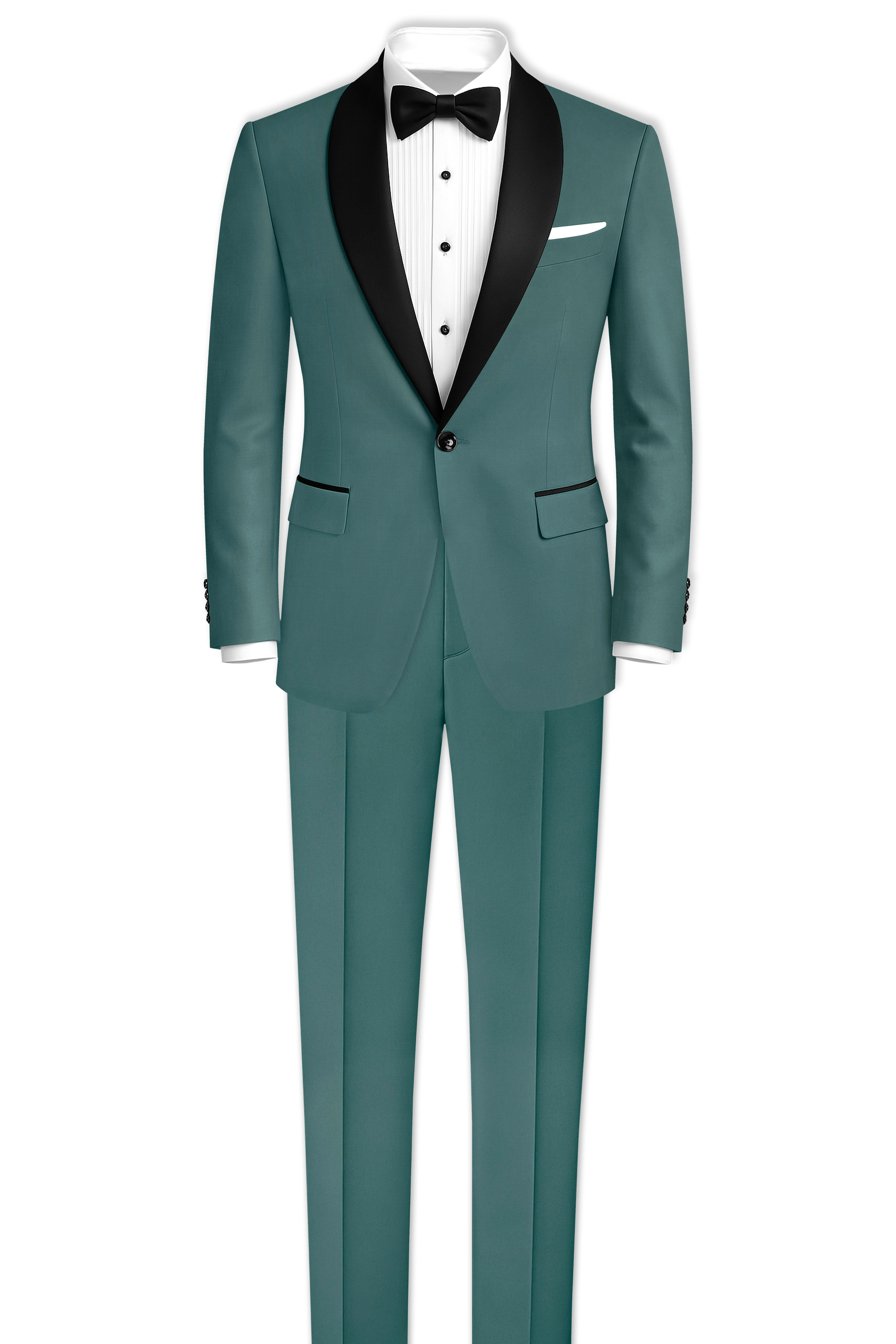 Travliam-William Green Wool Rich Stretchable Traveler Tuxedo Suit