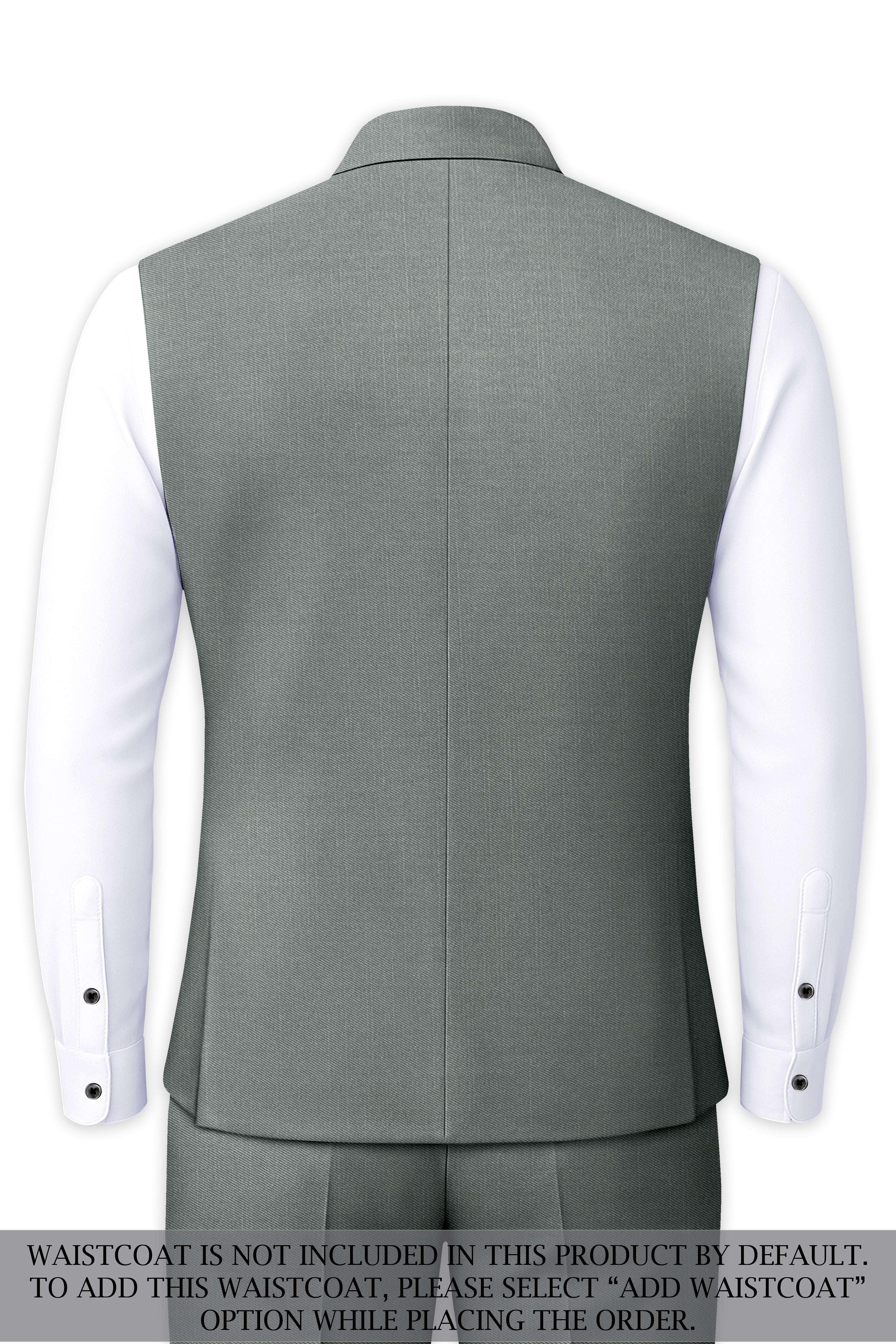 Travliam-William Gray Wool Rich Cross Placket Bandhgala Slight Stretch Suit