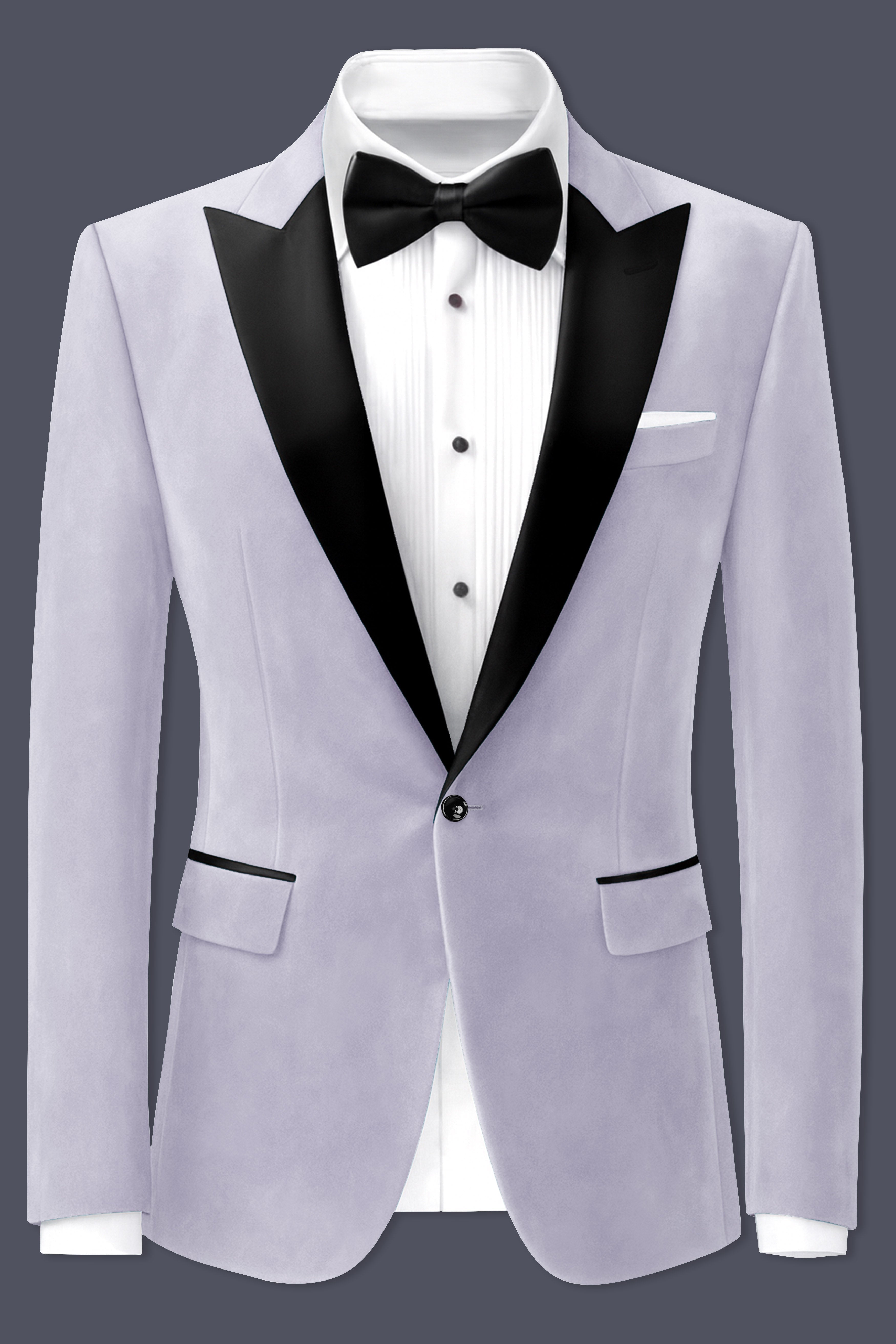 Argivell-French Gray Velvet Peak Lapel Tuxedo Suit