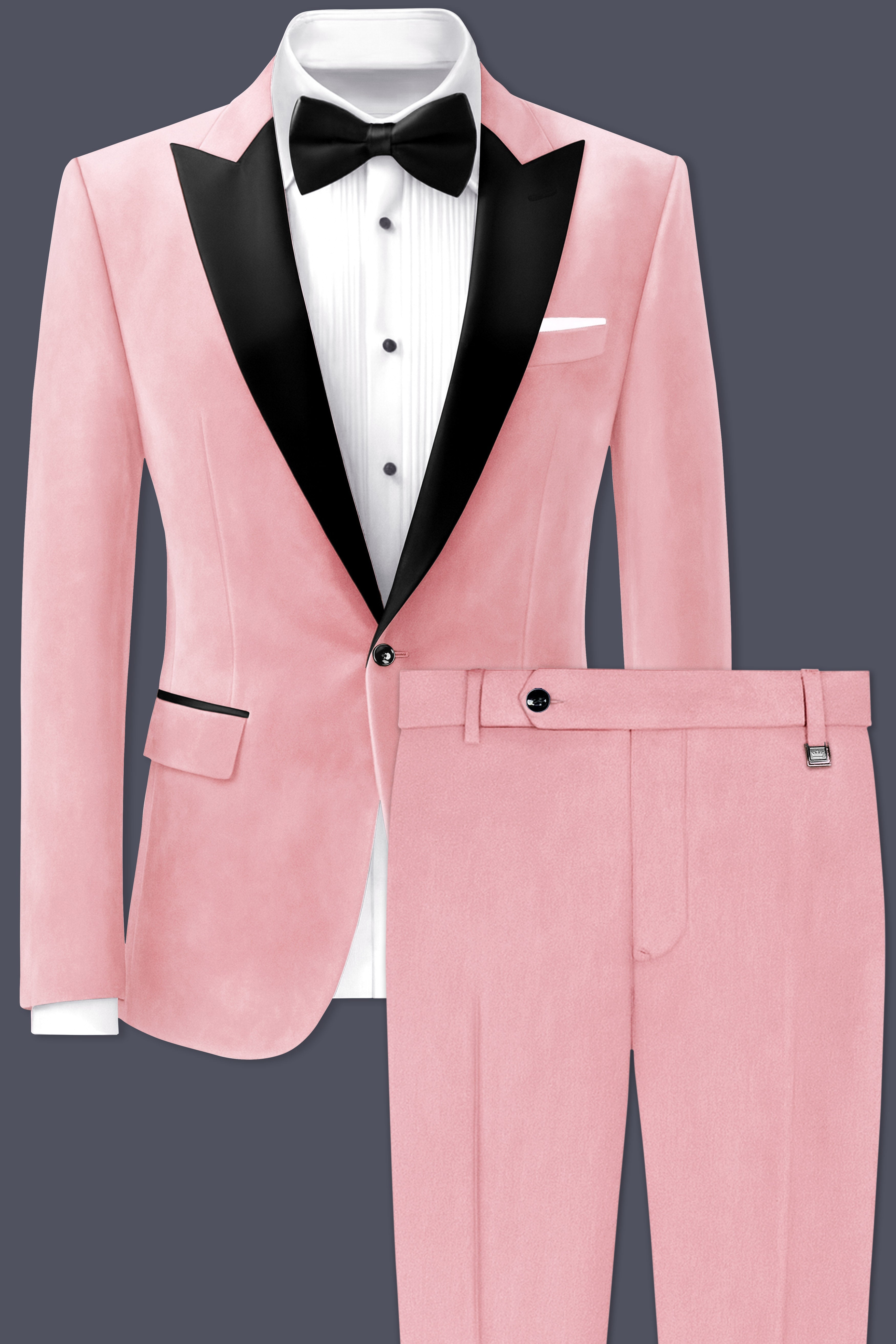 Rosivell-Careys Pink Velvet Peak Lapel Tuxedo Suit