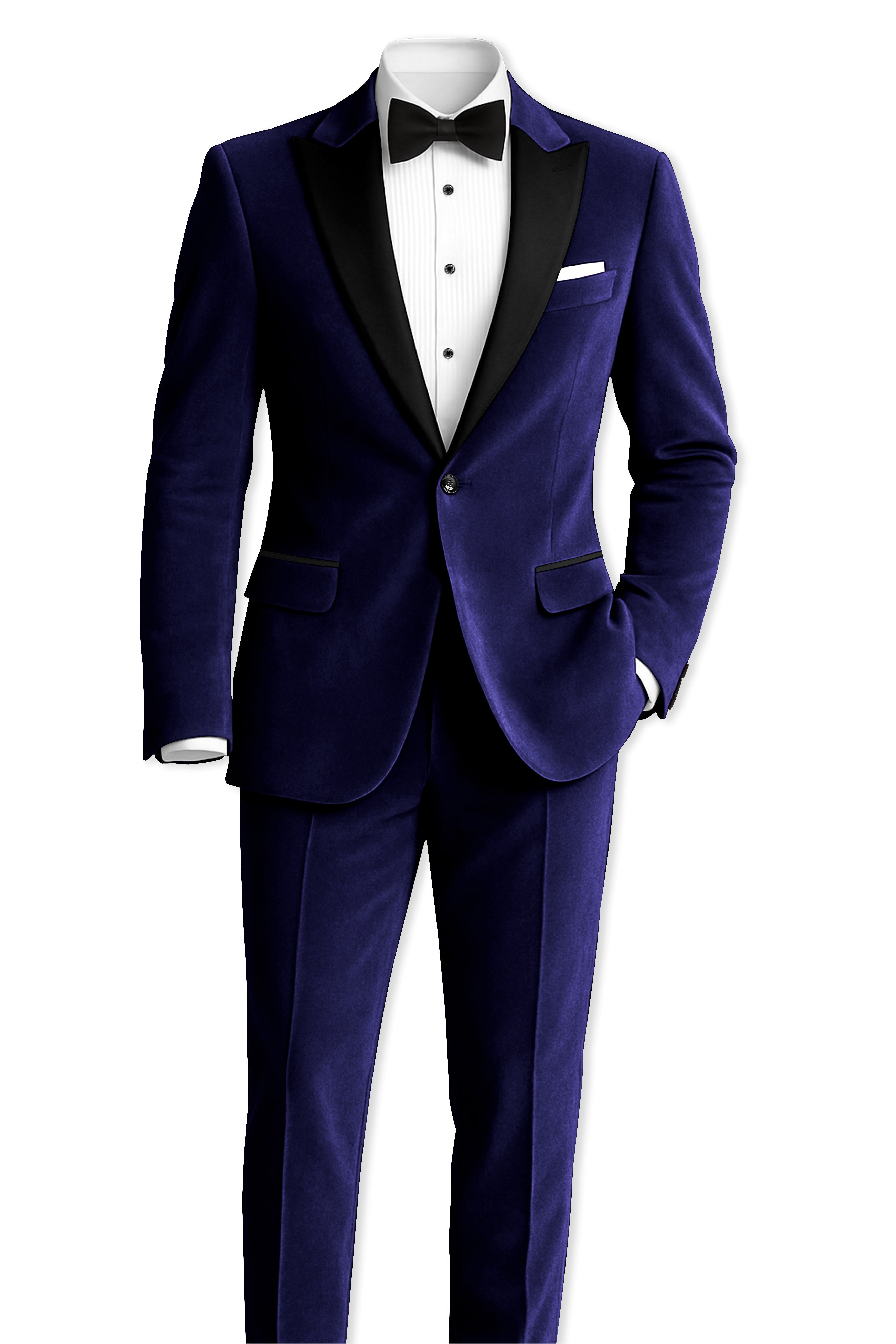 Azurion-Royal Blue Velvet Peak Lapel Tuxedo Suit