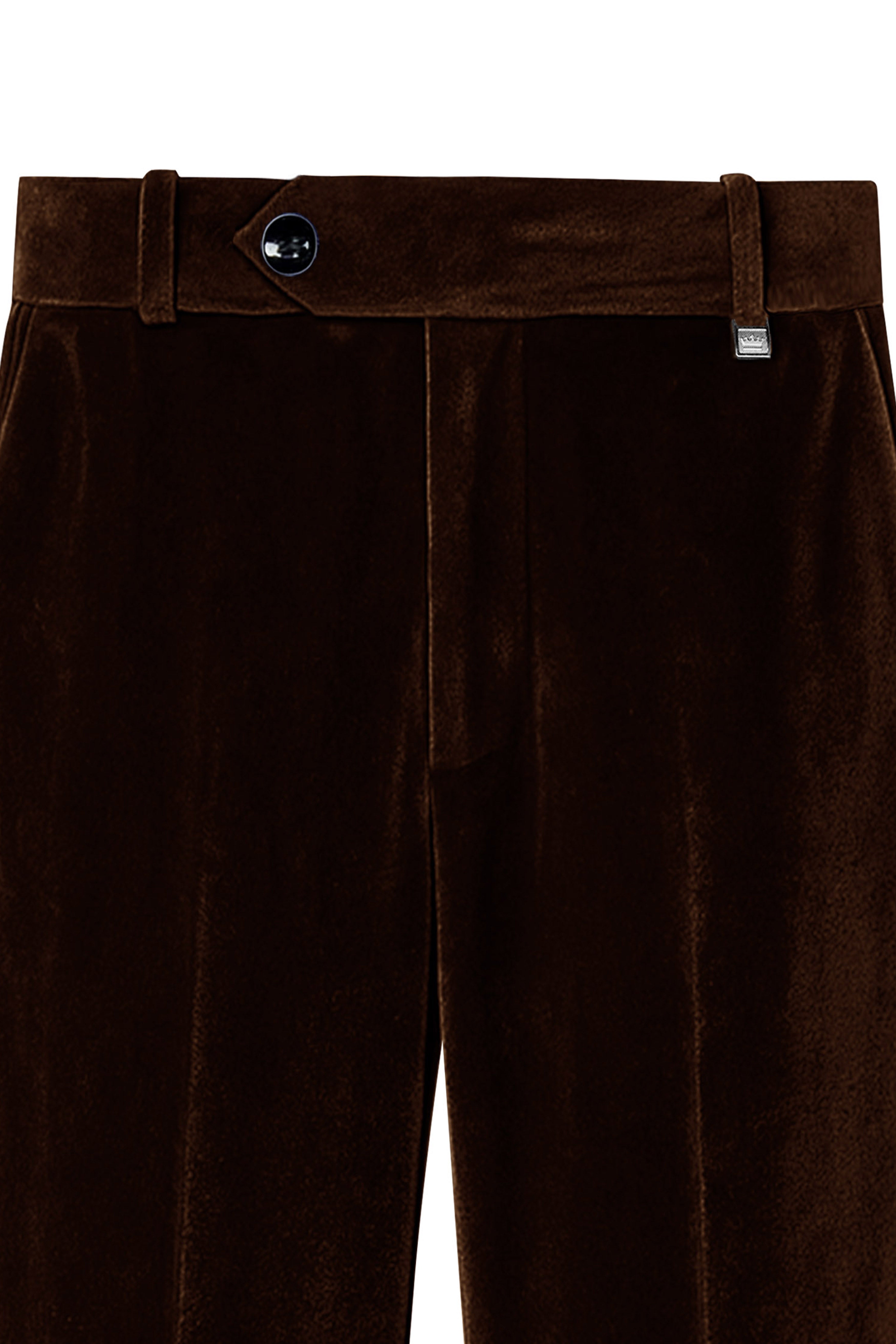Fumivell-Asphalt Brown Velvet Peak Lapel Tuxedo Suit