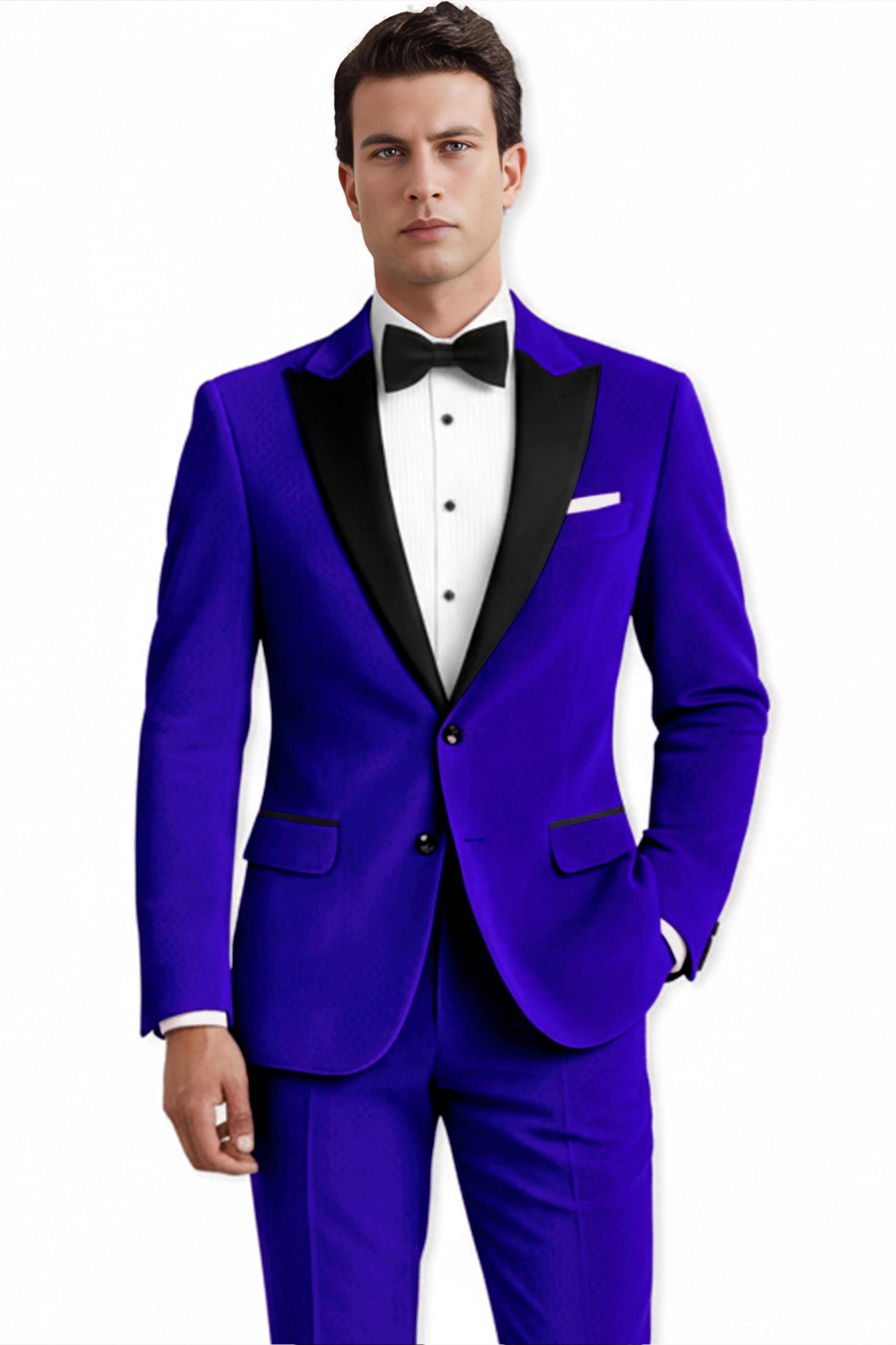 Blucrest-Ultramarine Blue Velvet Peak Lapel Tuxedo Suit