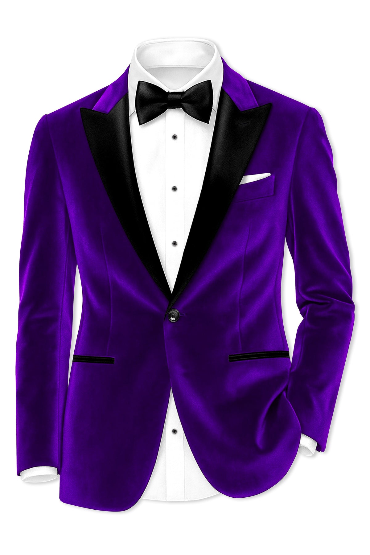 Purvion-Christalle Purple Velvet Peak Lapel Tuxedo Suit