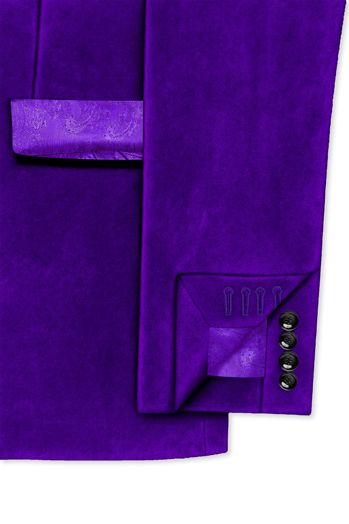 Purvion-Christalle Purple Velvet Peak Lapel Tuxedo Suit