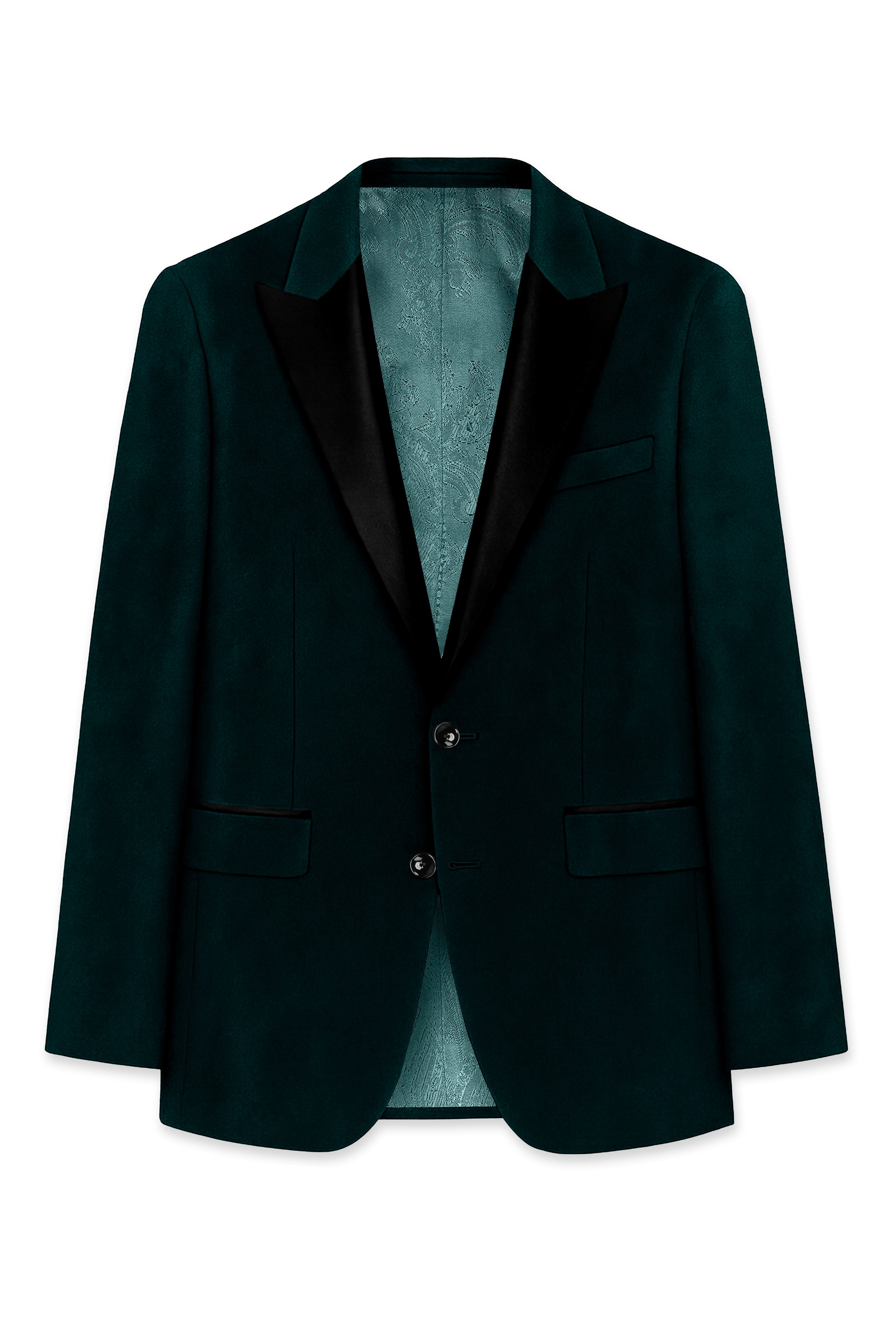 Emerivell-Burnham Green Velvet Peak Lapel Tuxedo Suit