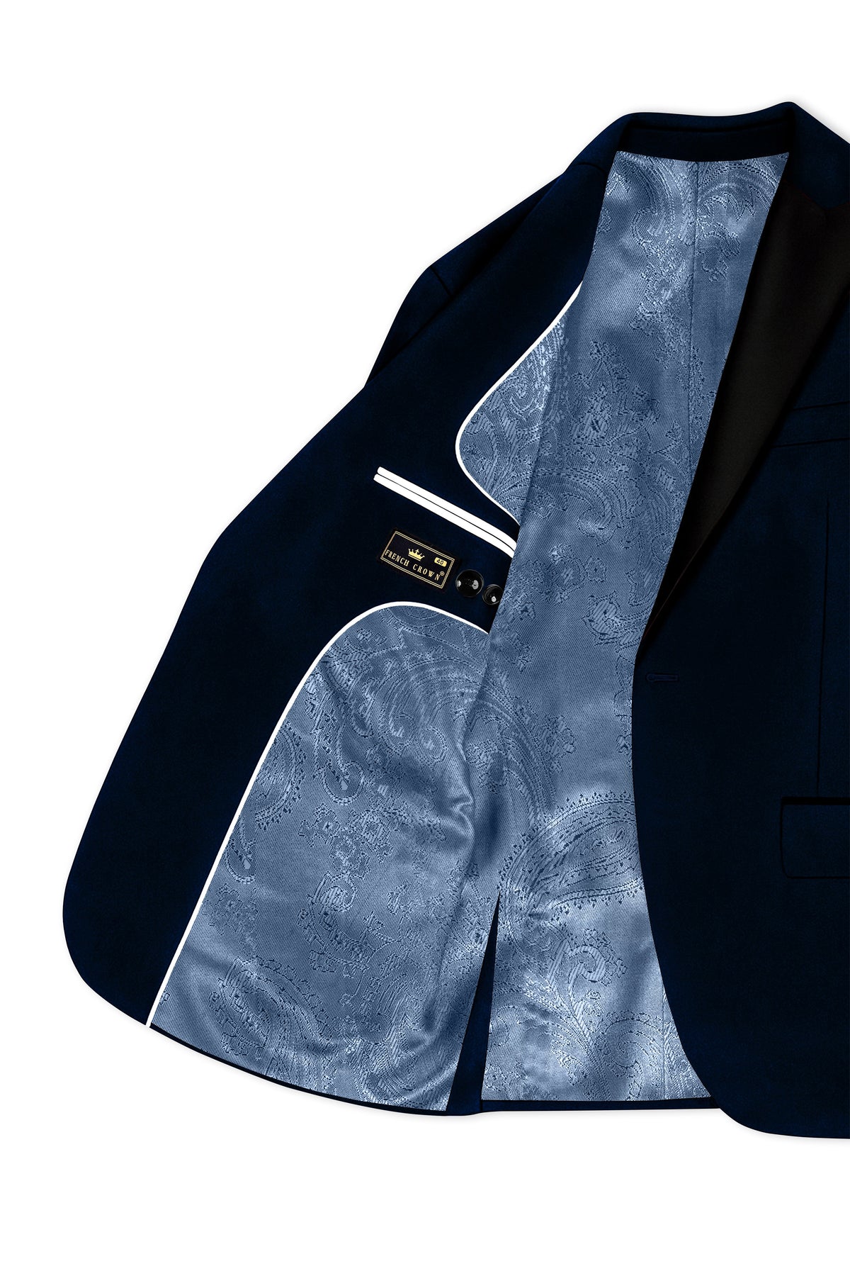Noctivell-Cinder Blue Velvet Peak Lapel Tuxedo Suit