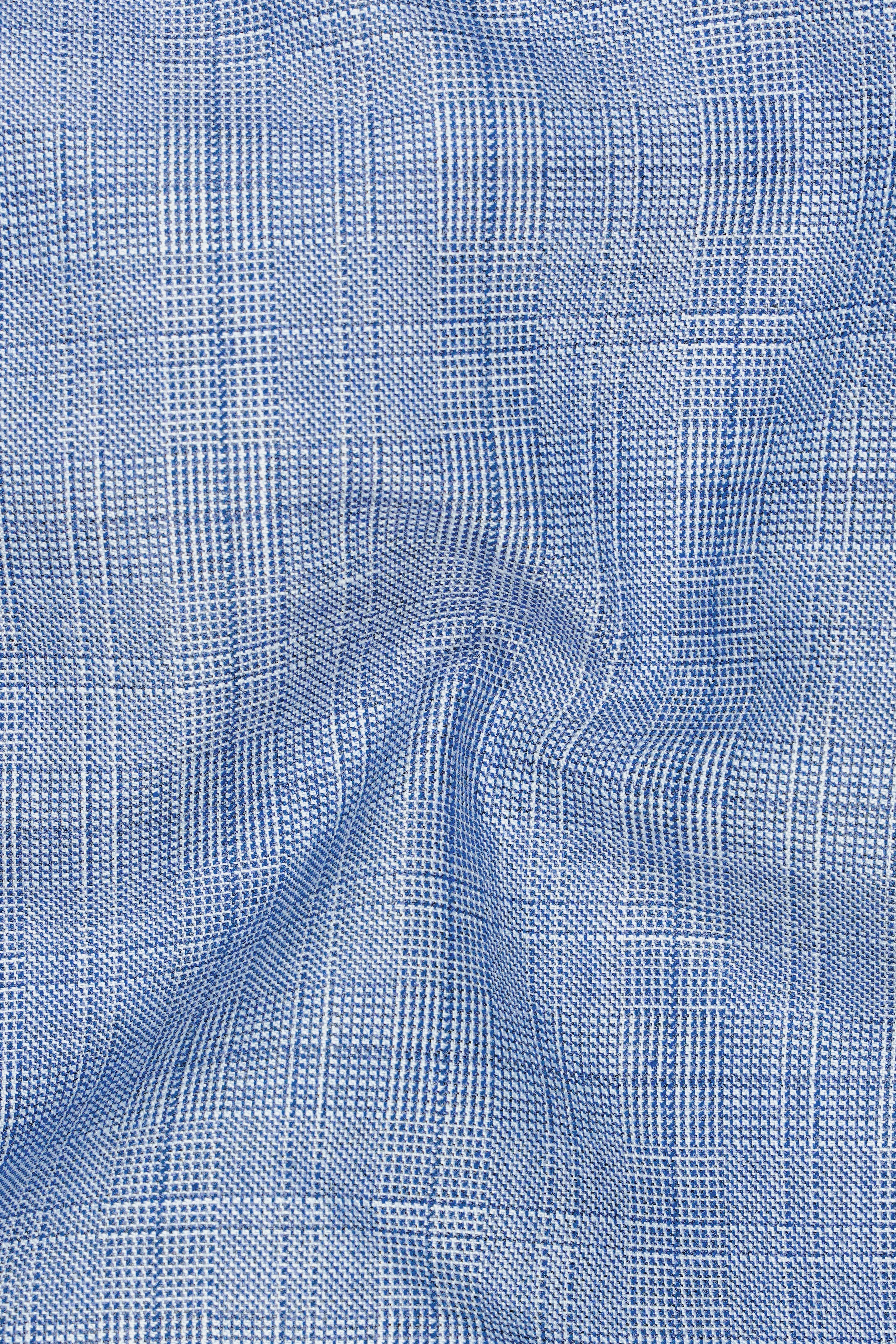 Aurelien-Cornflower Blue Windowpane Wool Rich Single Breasted Suit