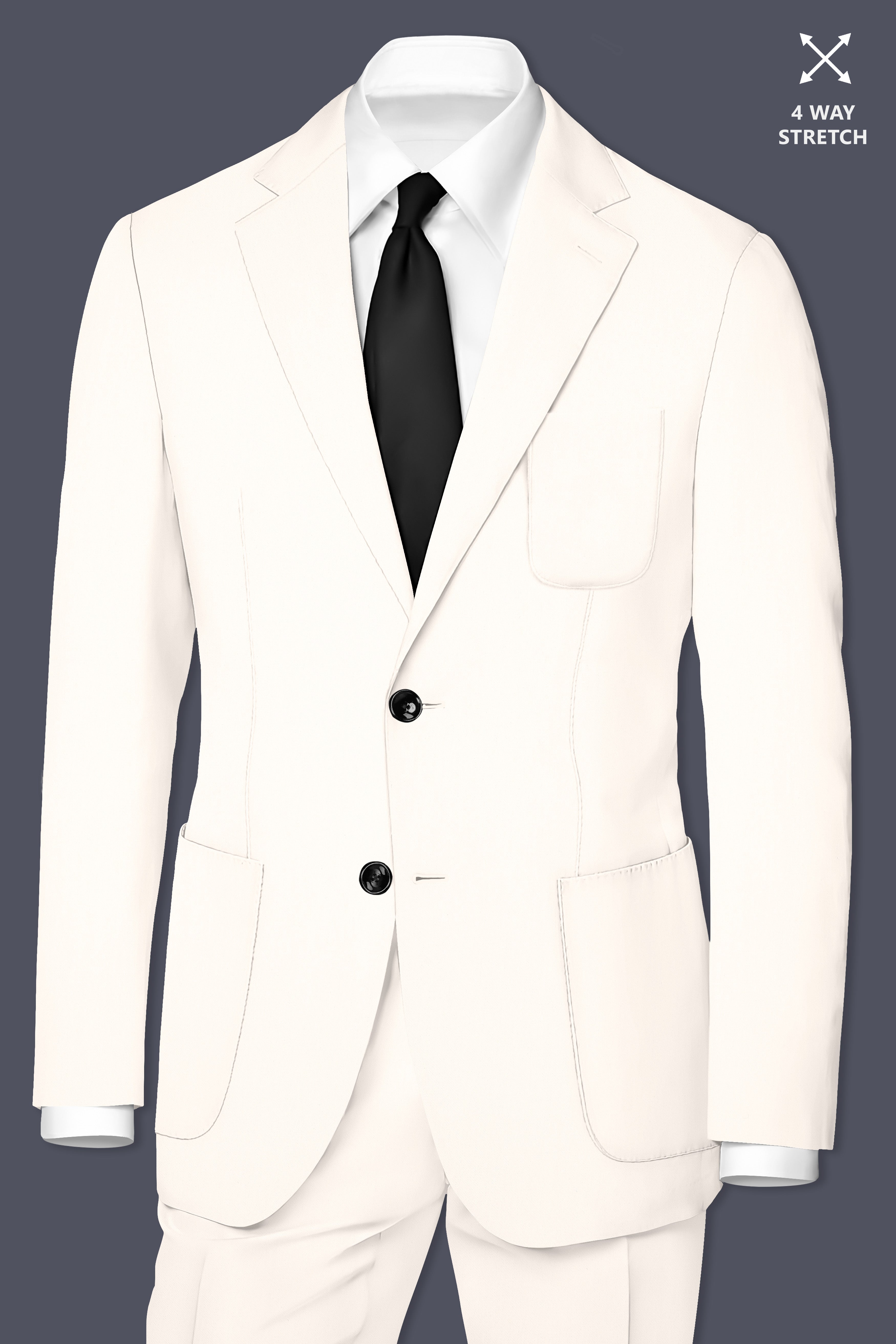 Biancore-Vista White 4-Way Stretch Premium Cotton Single Breasted Sports Suit
