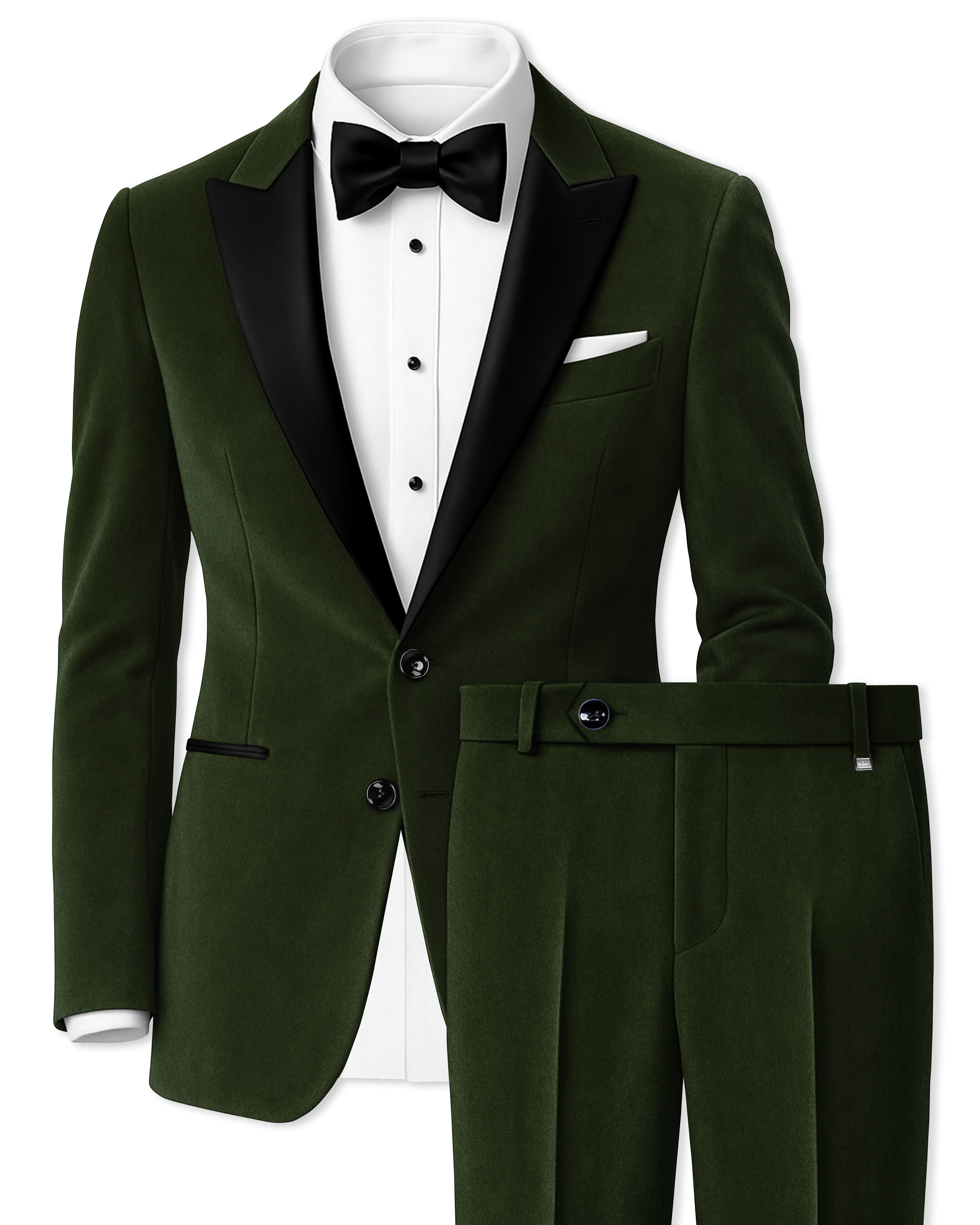 Velcadia-Acadia Green Velvet Peak Lapel Tuxedo Suit