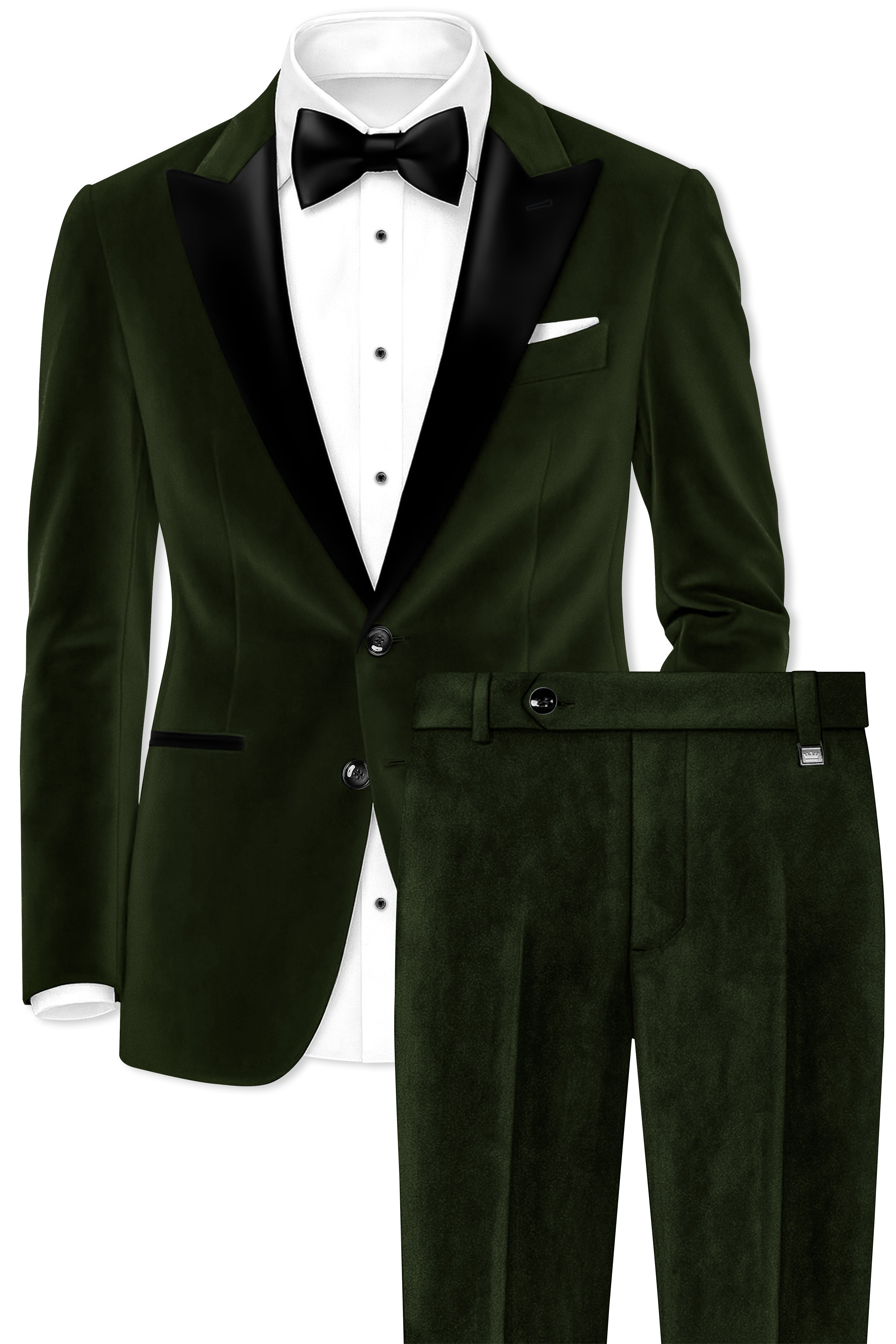 Velcadia-Acadia Green Velvet Peak Lapel Tuxedo Suit