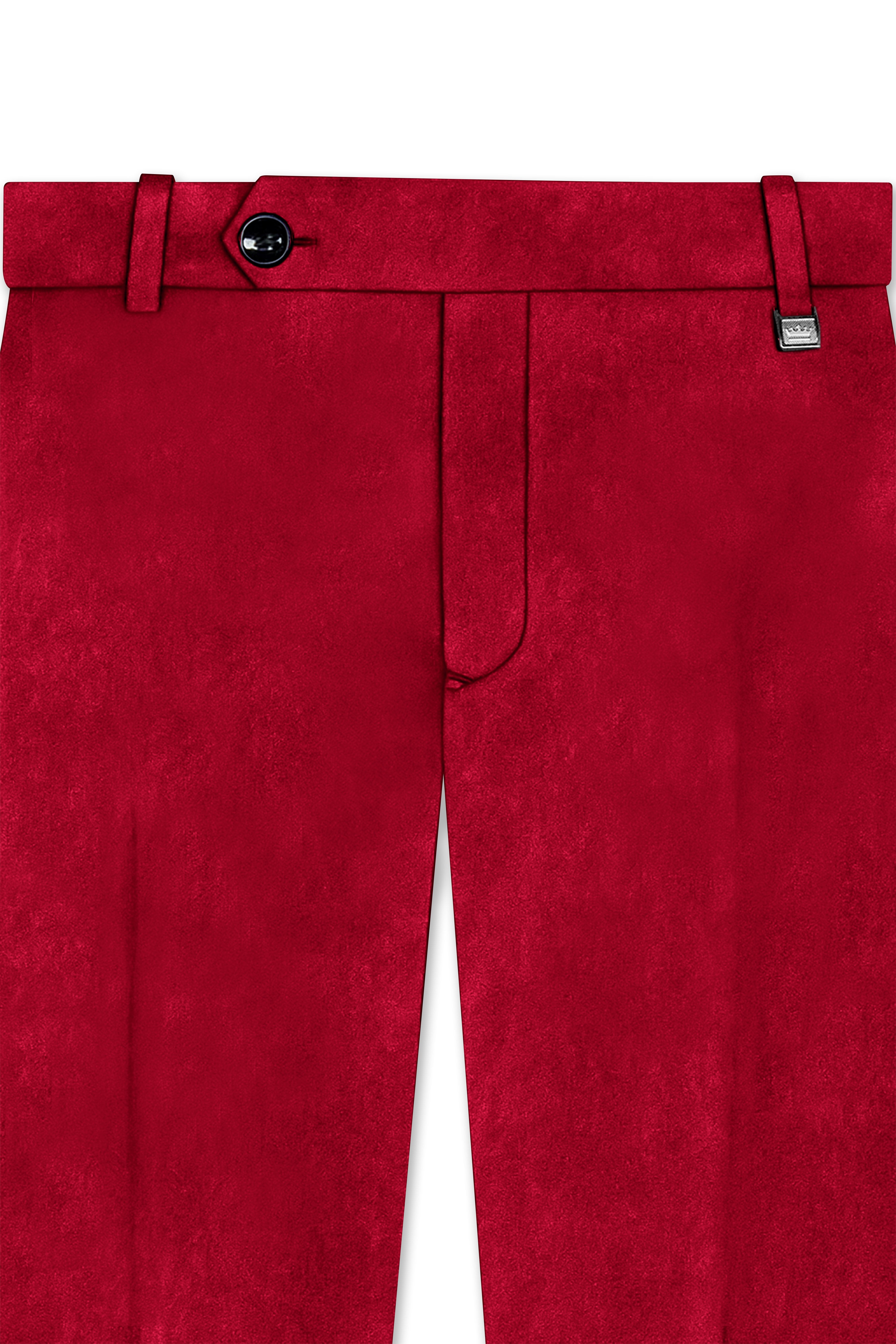 Rubivell-Carmine Red Velvet Peak Lapel Tuxedo Suit