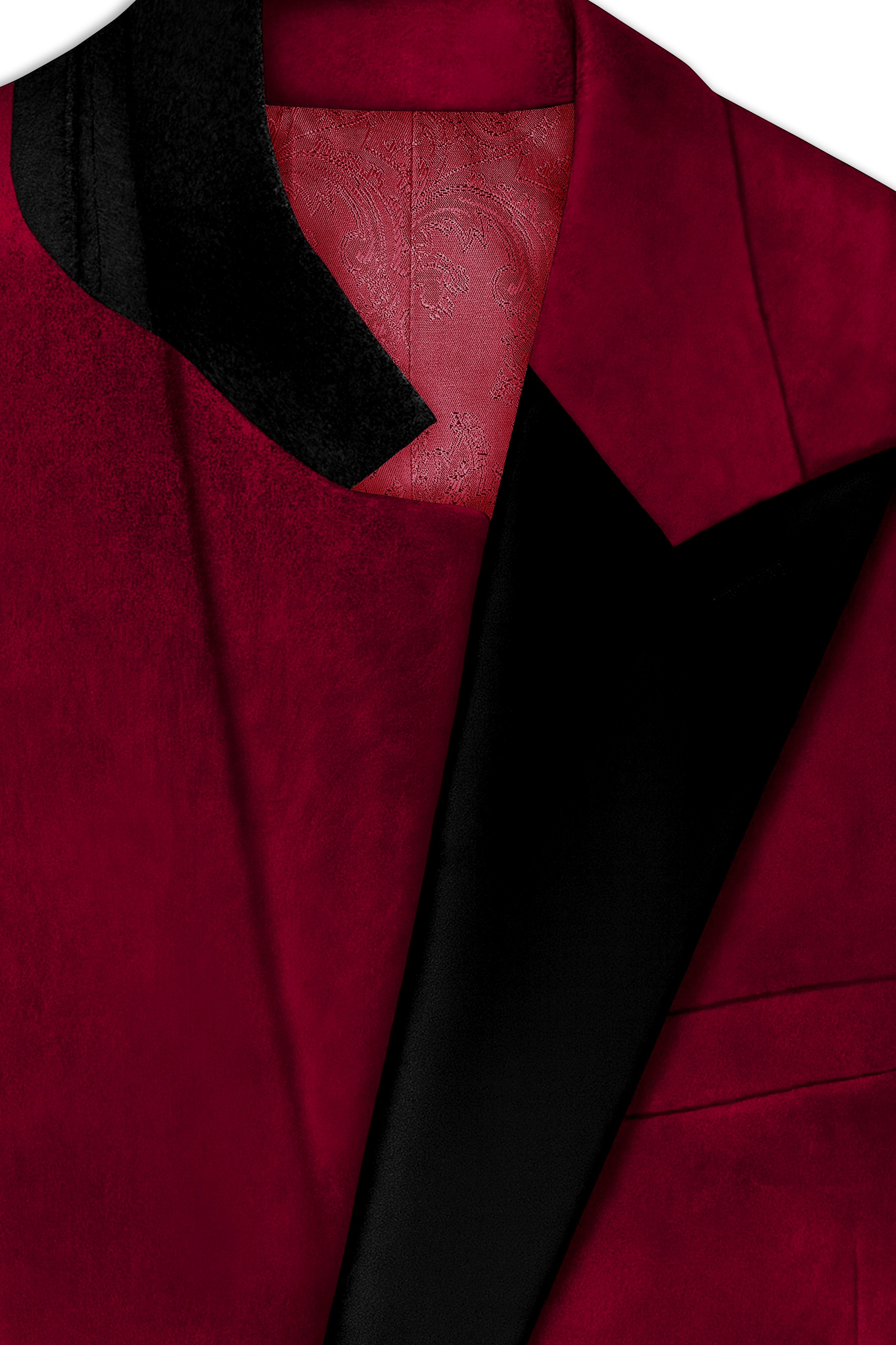Marcrest-Castro maroon Velvet Peak Lapel Tuxedo Suit