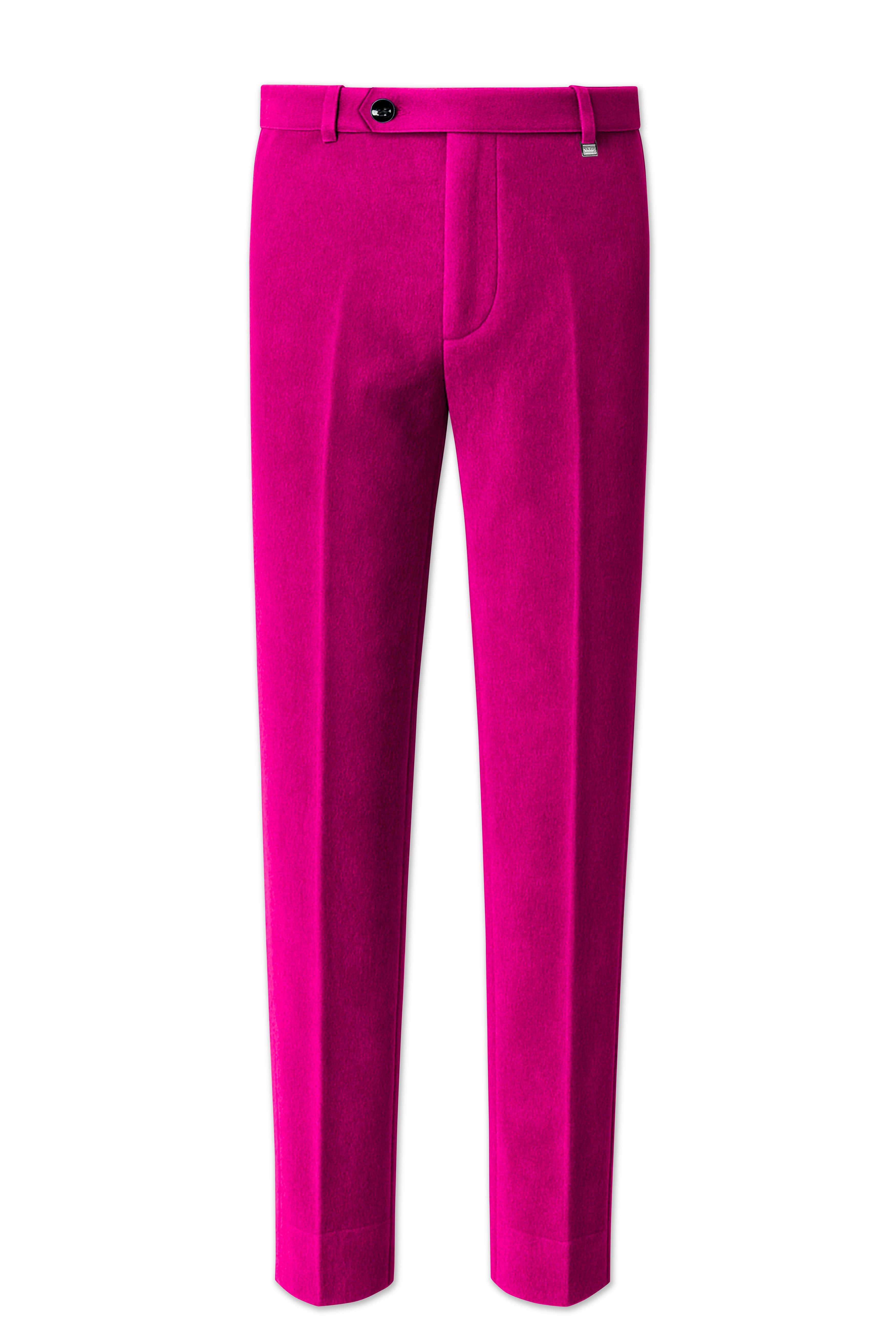 Rosivell-Fuchsia Pink Velvet Peak Lapel Tuxedo Suit