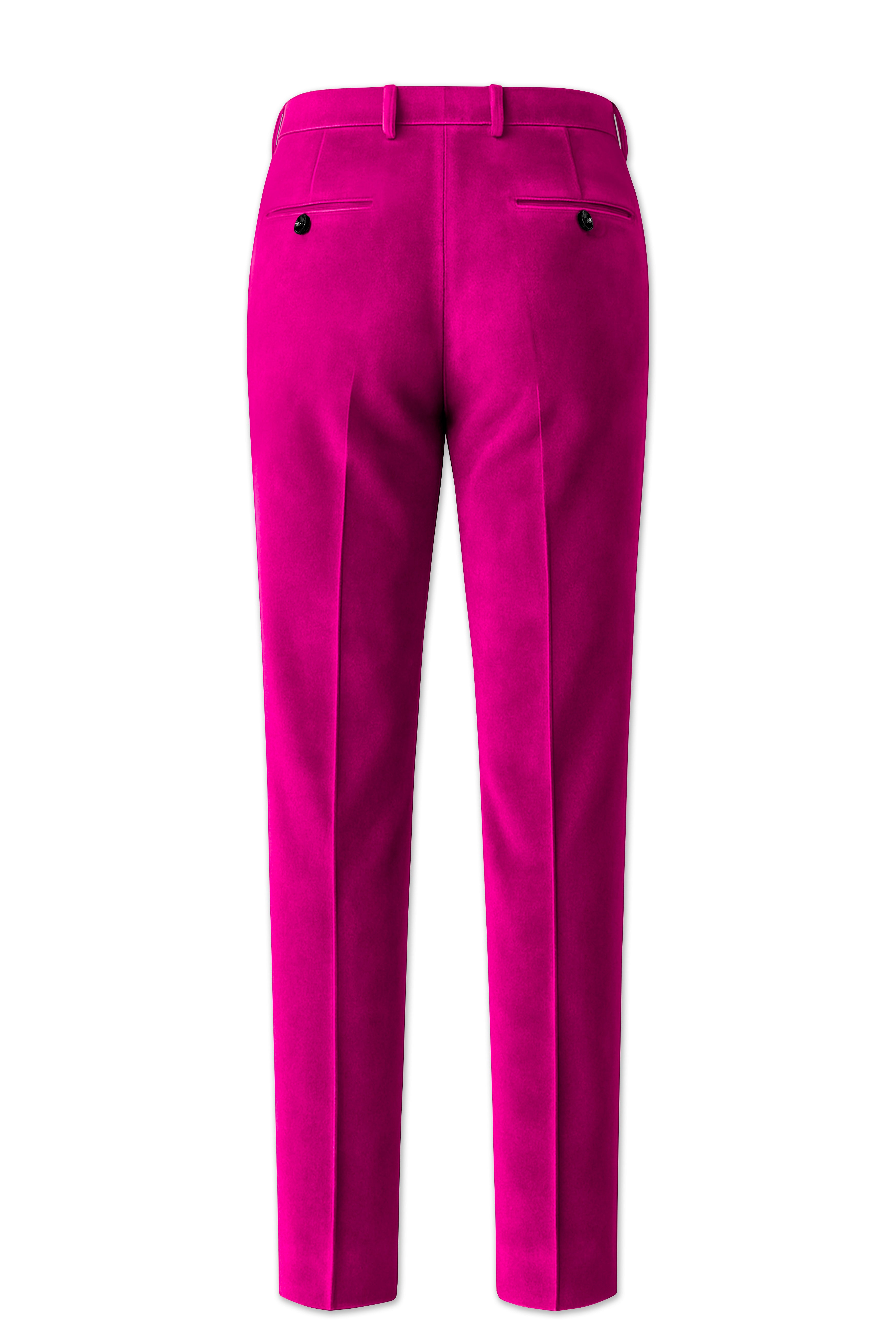 Rosivell-Fuchsia Pink Velvet Peak Lapel Tuxedo Suit
