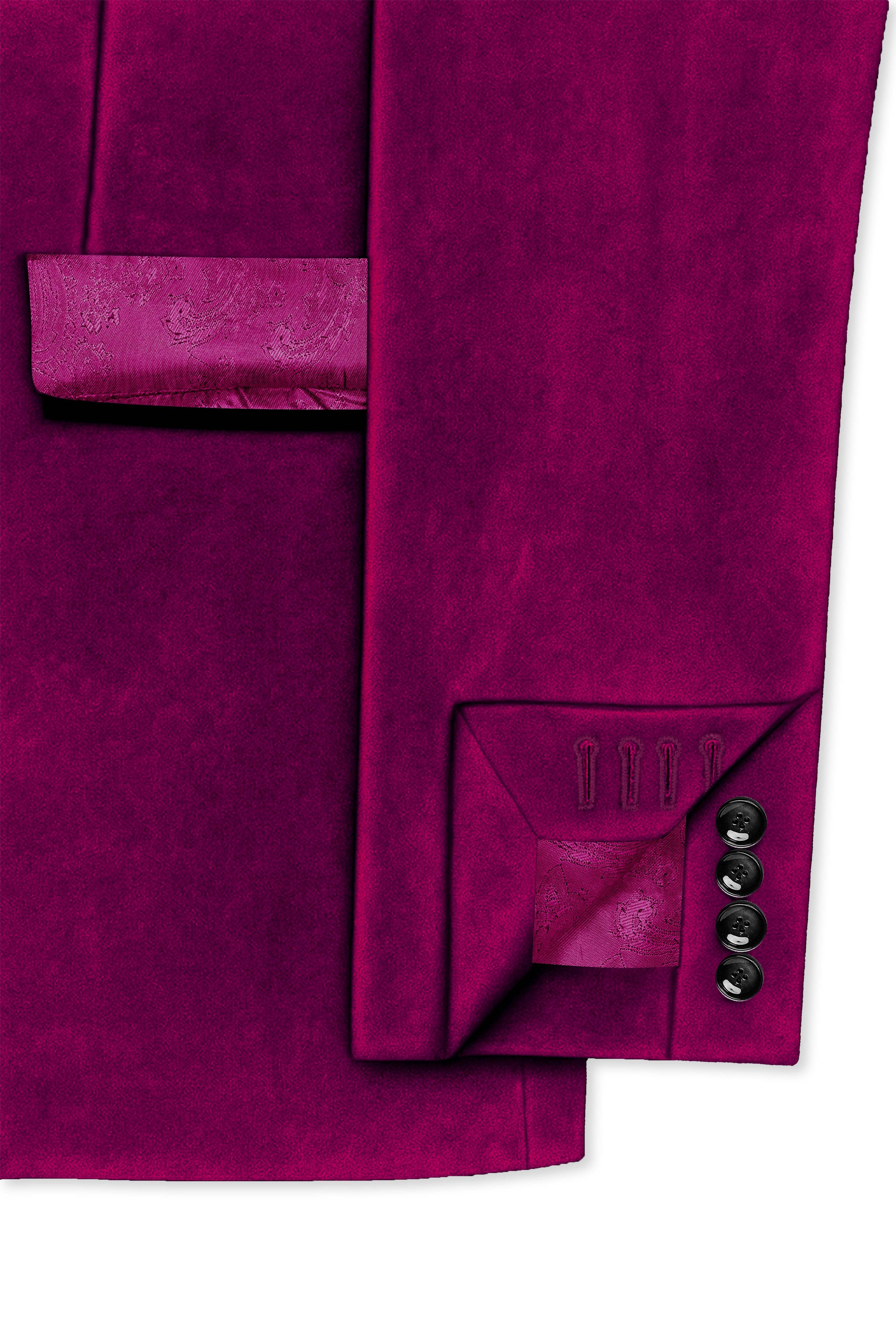 Velcrimora-Mulberry Purple Velvet Peak Lapel Tuxedo Suit