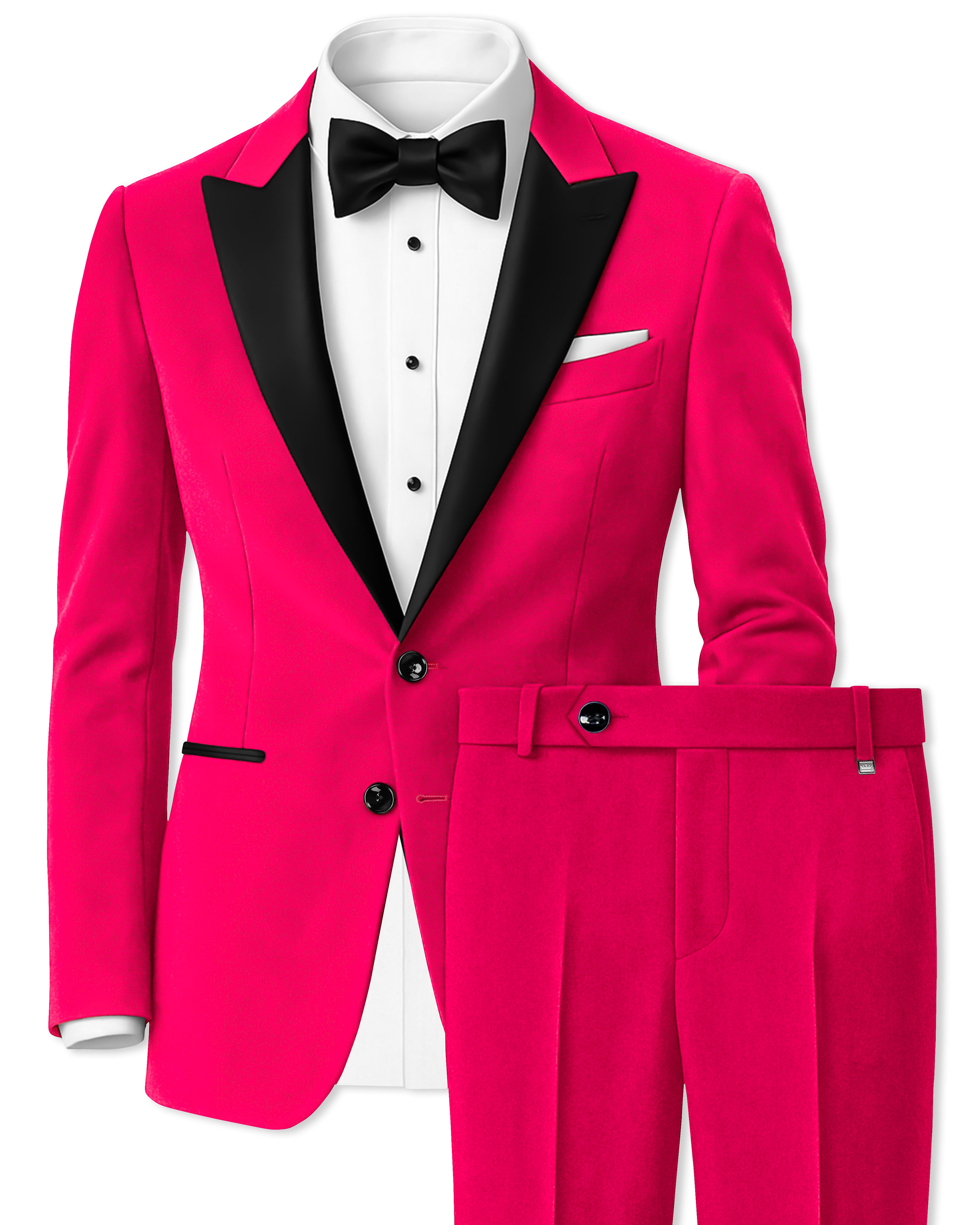 Shivelle-Shiraz Pink Velvet Peak Lapel Tuxedo Suit