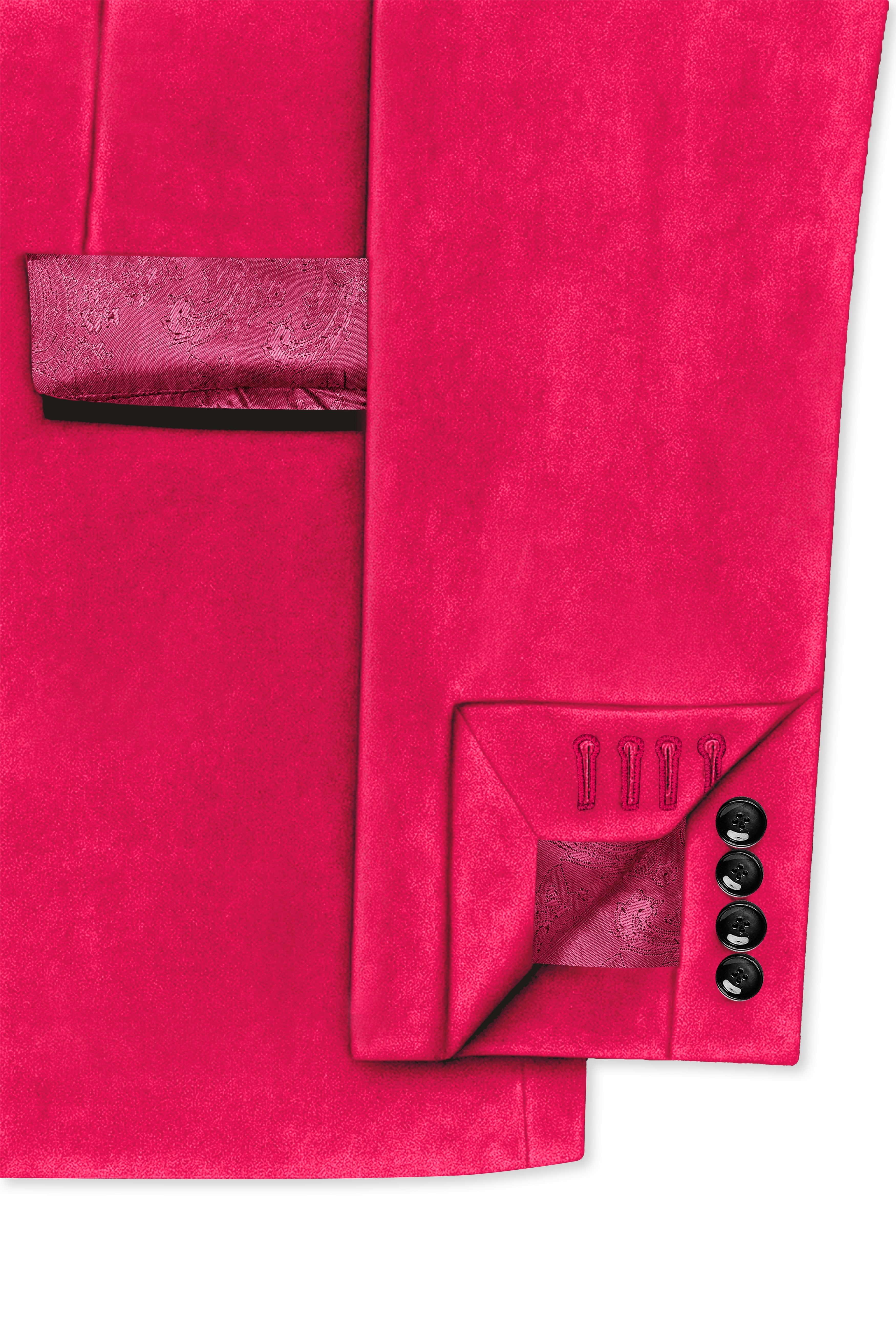 Shivelle-Shiraz Pink Velvet Peak Lapel Tuxedo Suit