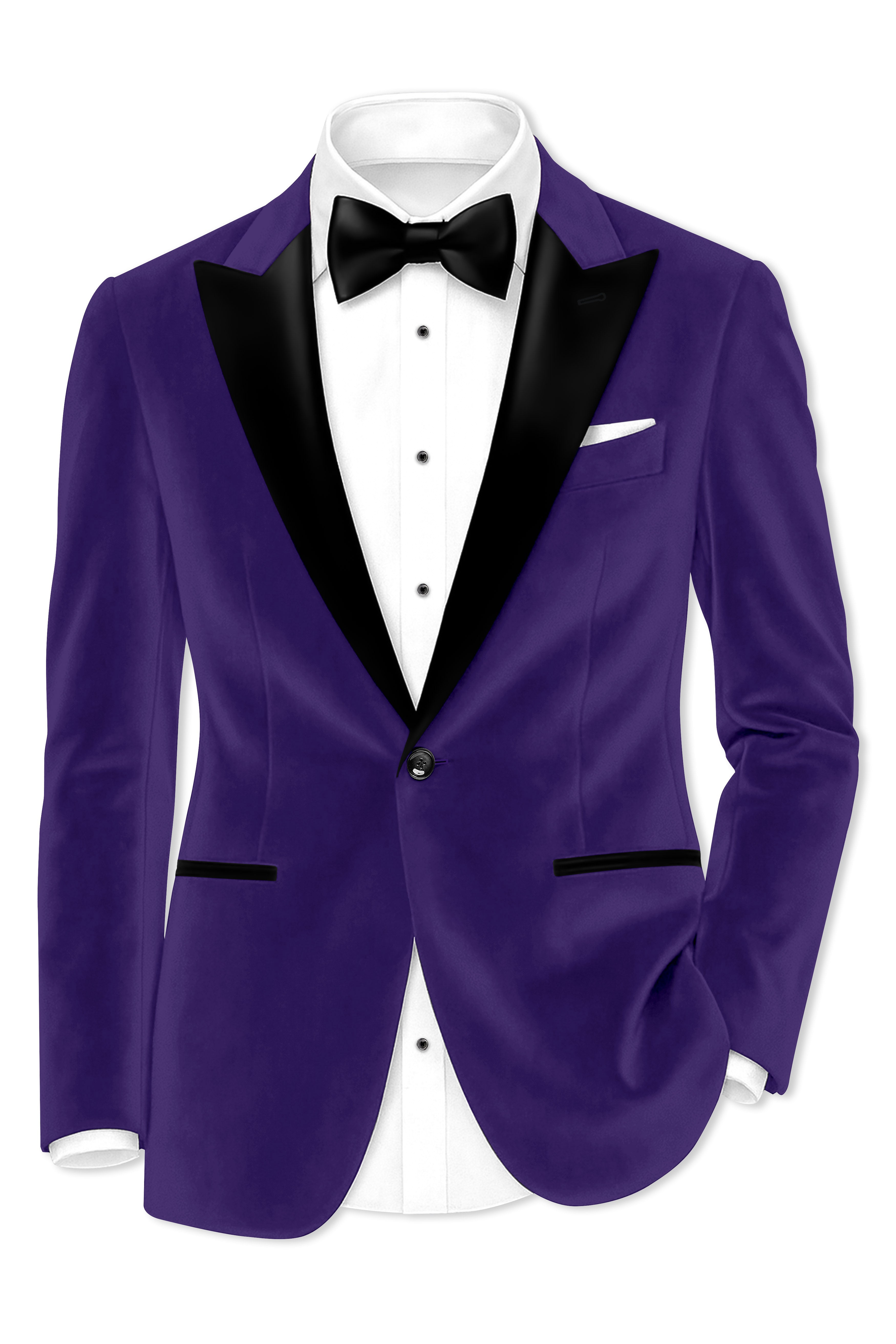Velaris-Jacarta Purple Velvet Peak Lapel Tuxedo Suit