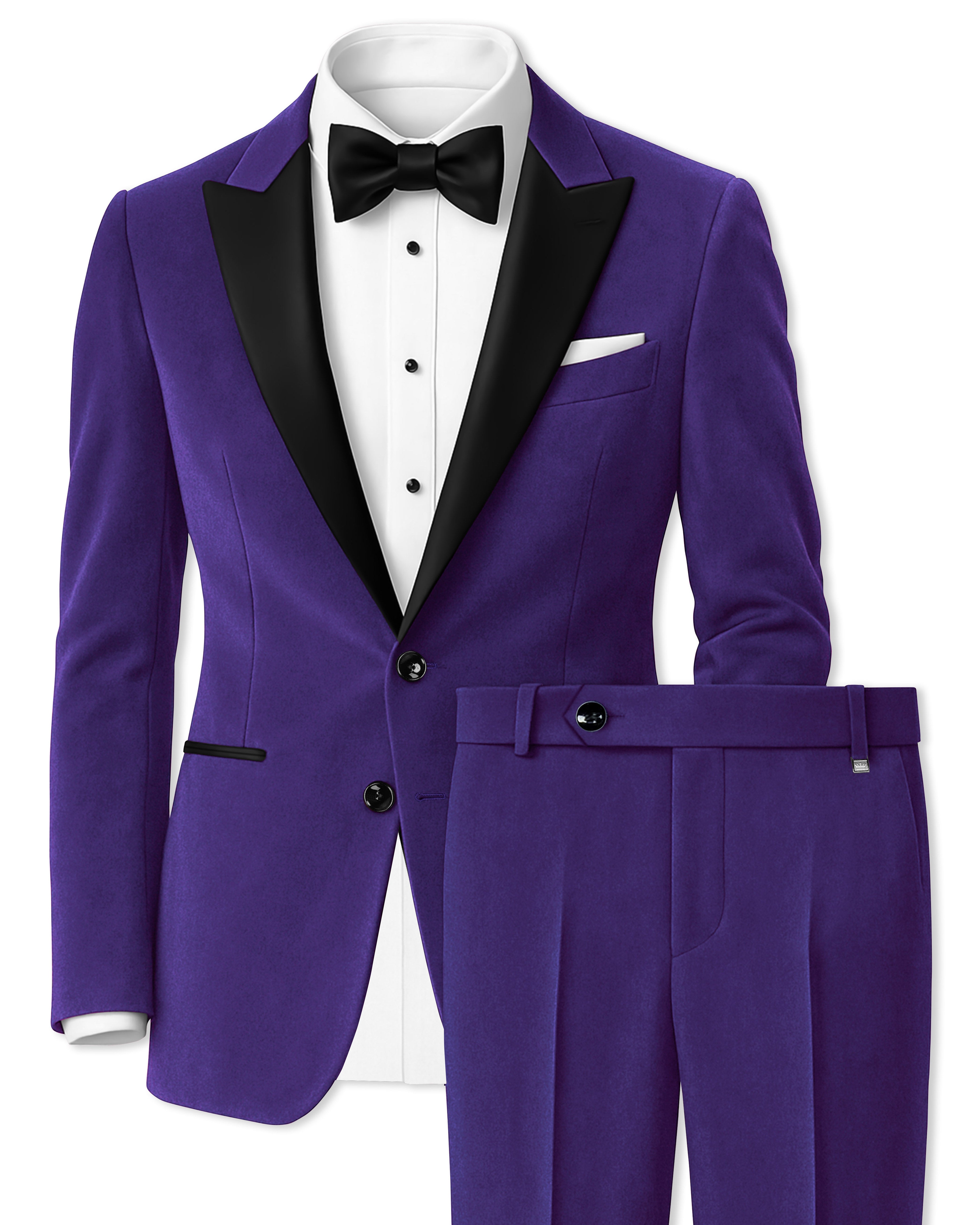 Velaris-Jacarta Purple Velvet Peak Lapel Tuxedo Suit