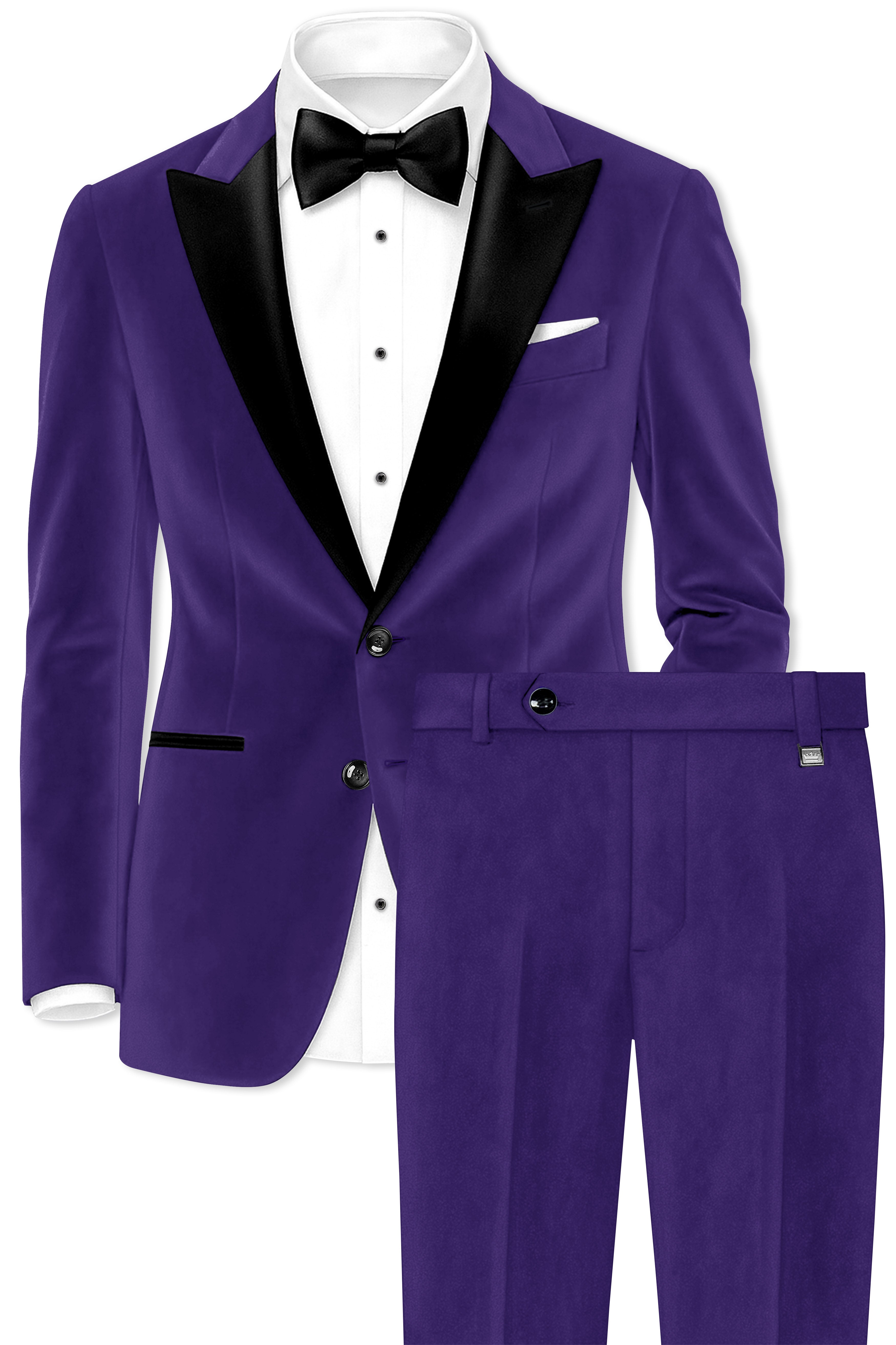 Velaris-Jacarta Purple Velvet Peak Lapel Tuxedo Suit
