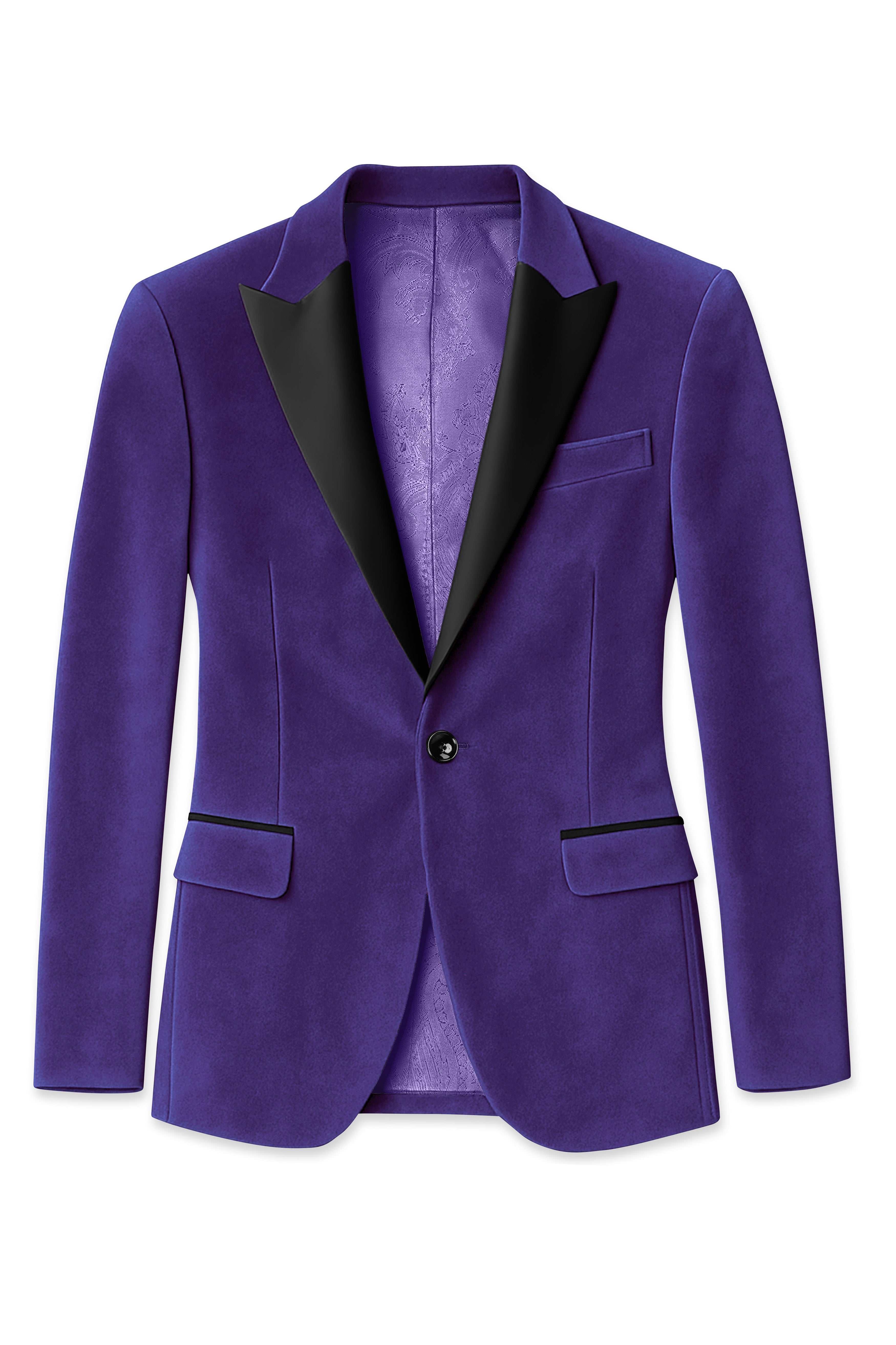 Velaris-Jacarta Purple Velvet Peak Lapel Tuxedo Suit