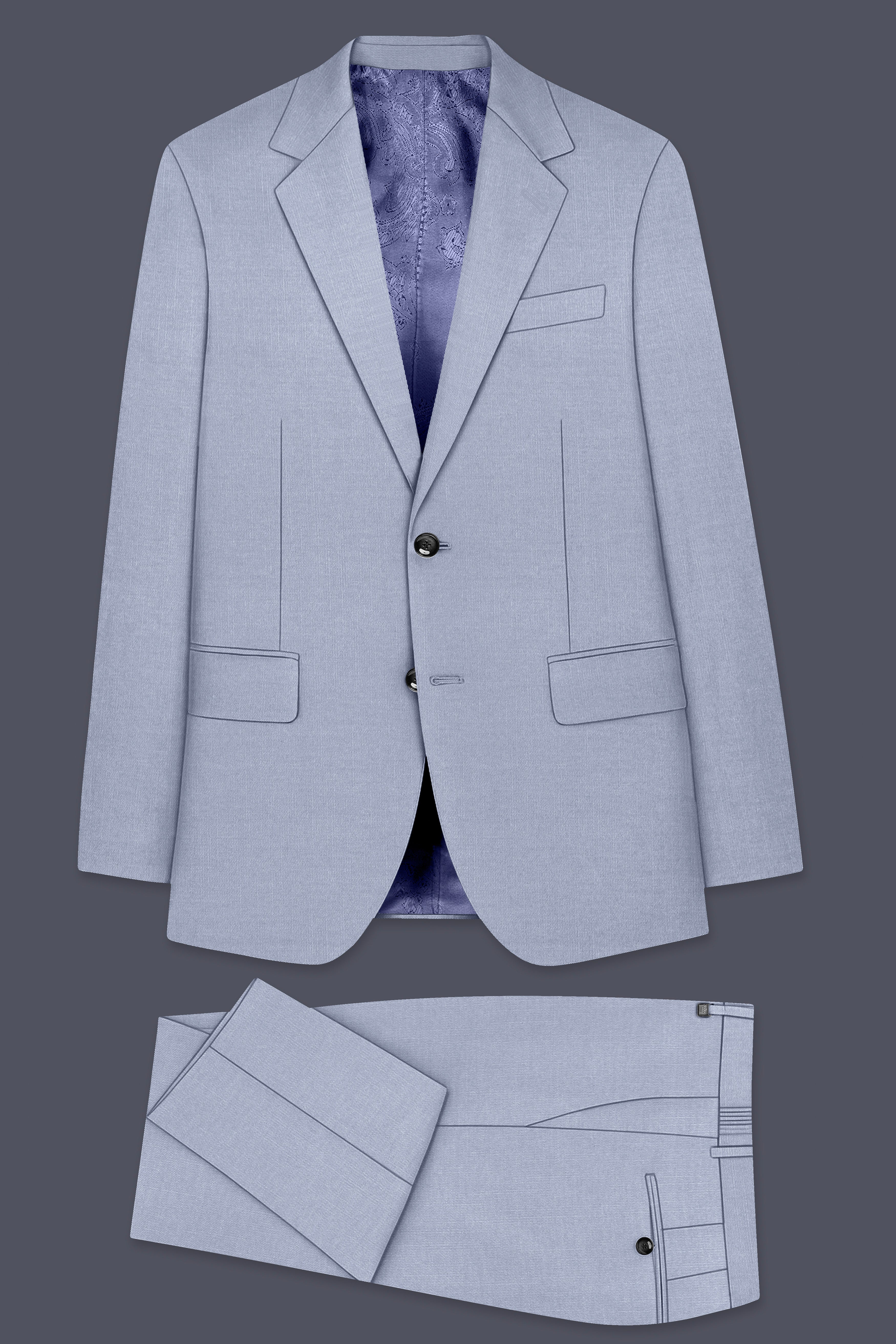 Mistivell-Mountain Mist Gray Wool Rich Single Breasted Stretchable traveler Suit