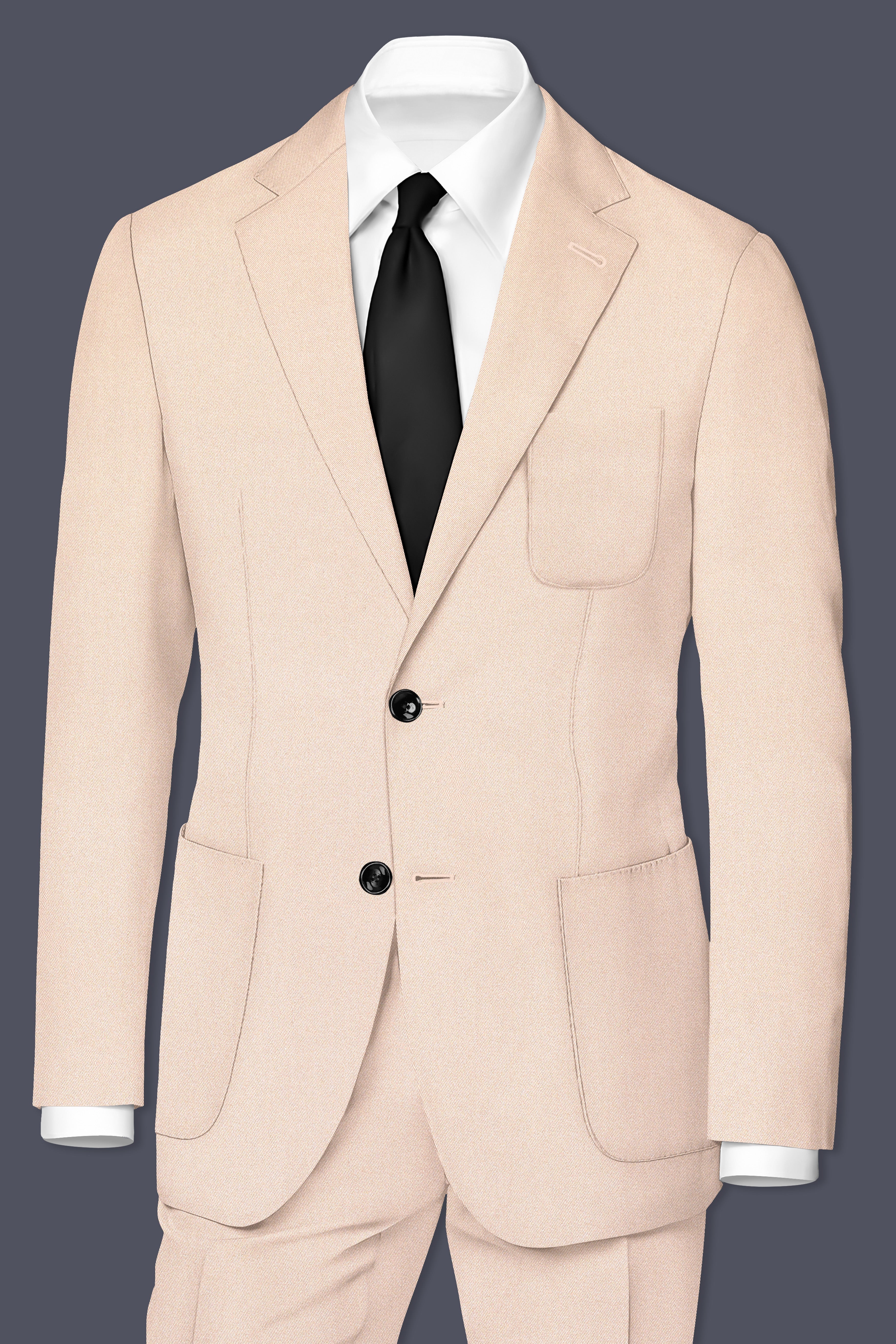Ivocrest-Albescent Cream Premium Cotton Single Breasted Sports Suit