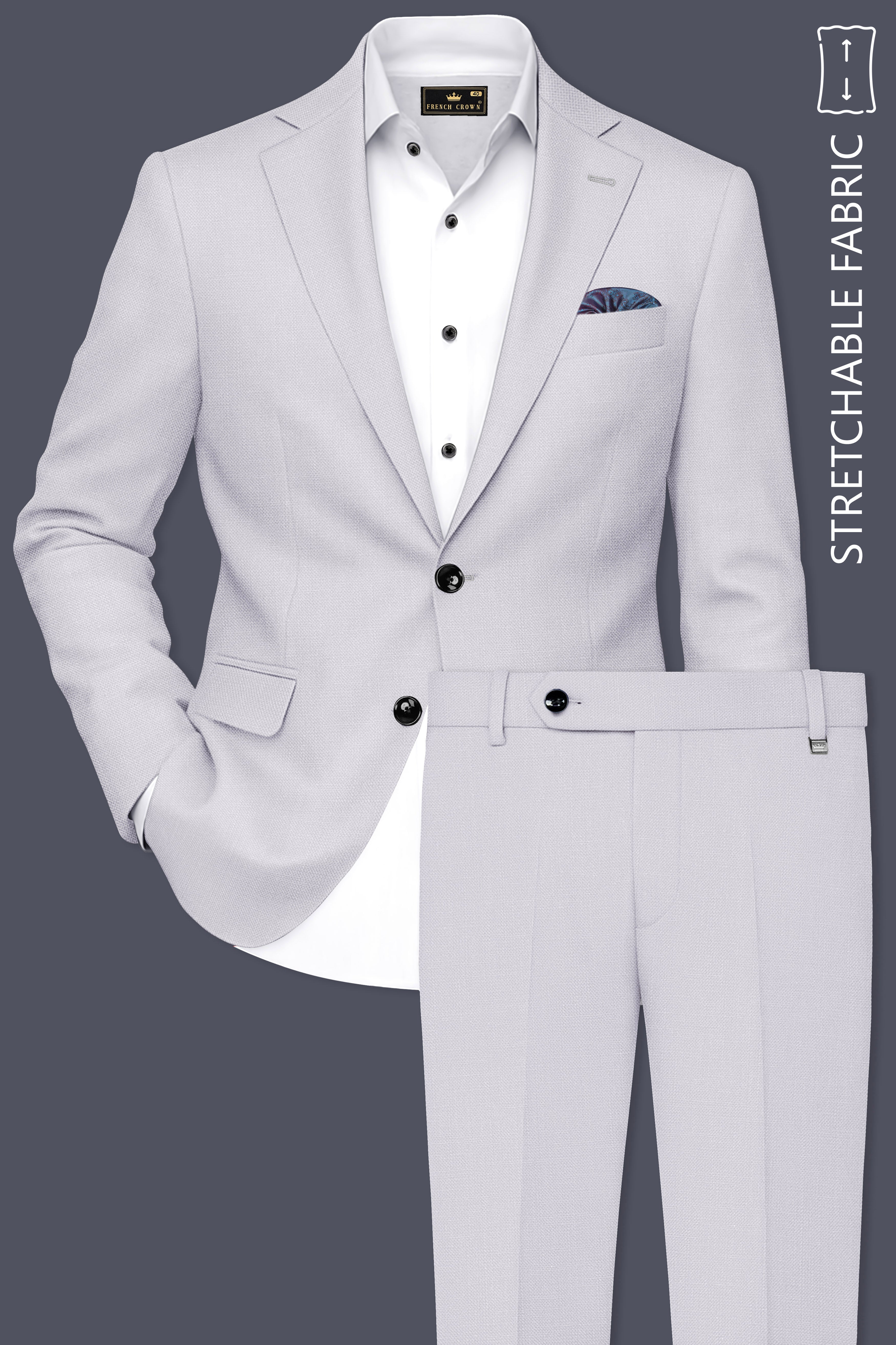 Aristo-Alto Gray Luxurious Linen Single Breasted Stretchable traveler Suit
