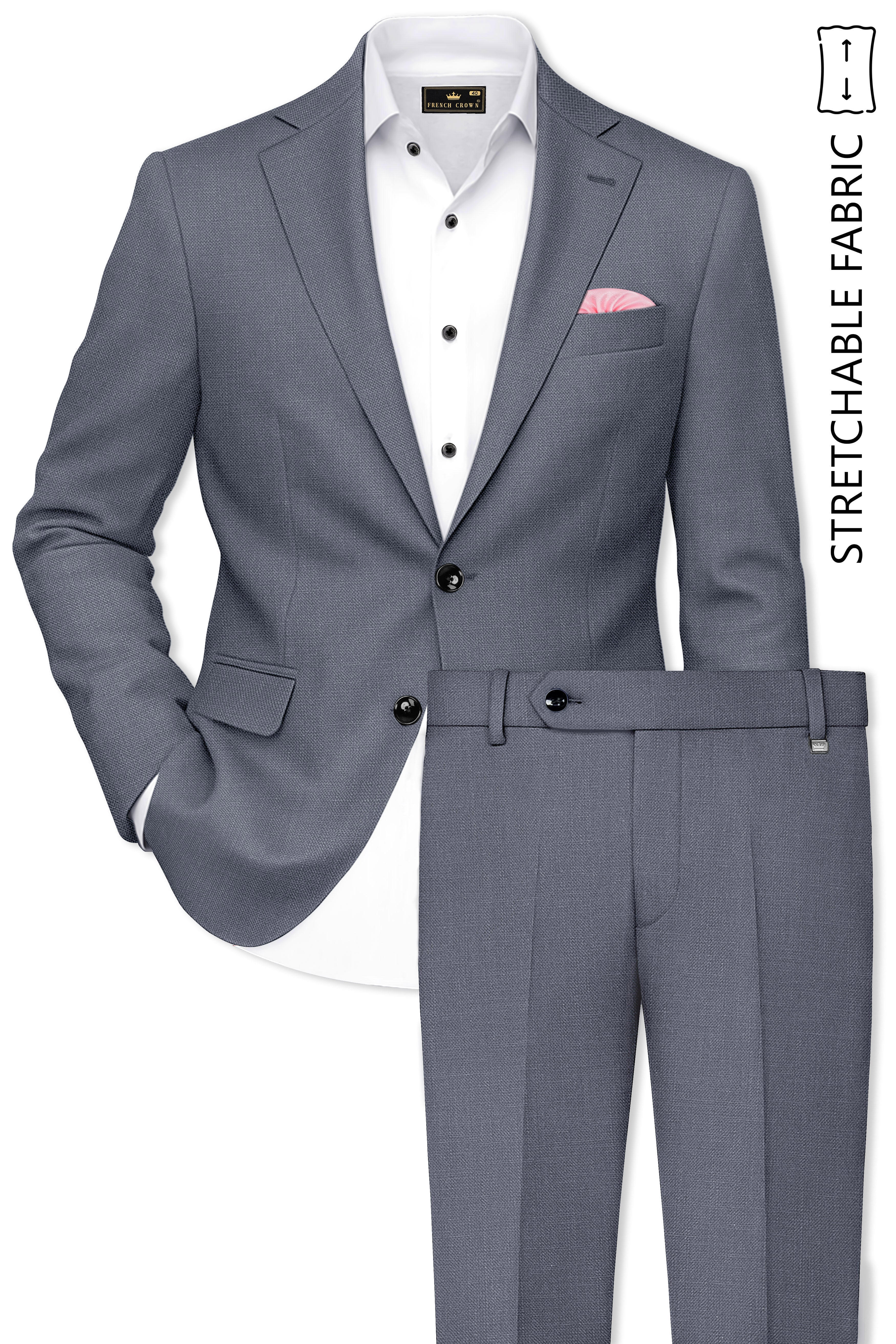 Cineris-Shuttle Gray Luxurious Linen Single Breasted Stretchable traveler Suit