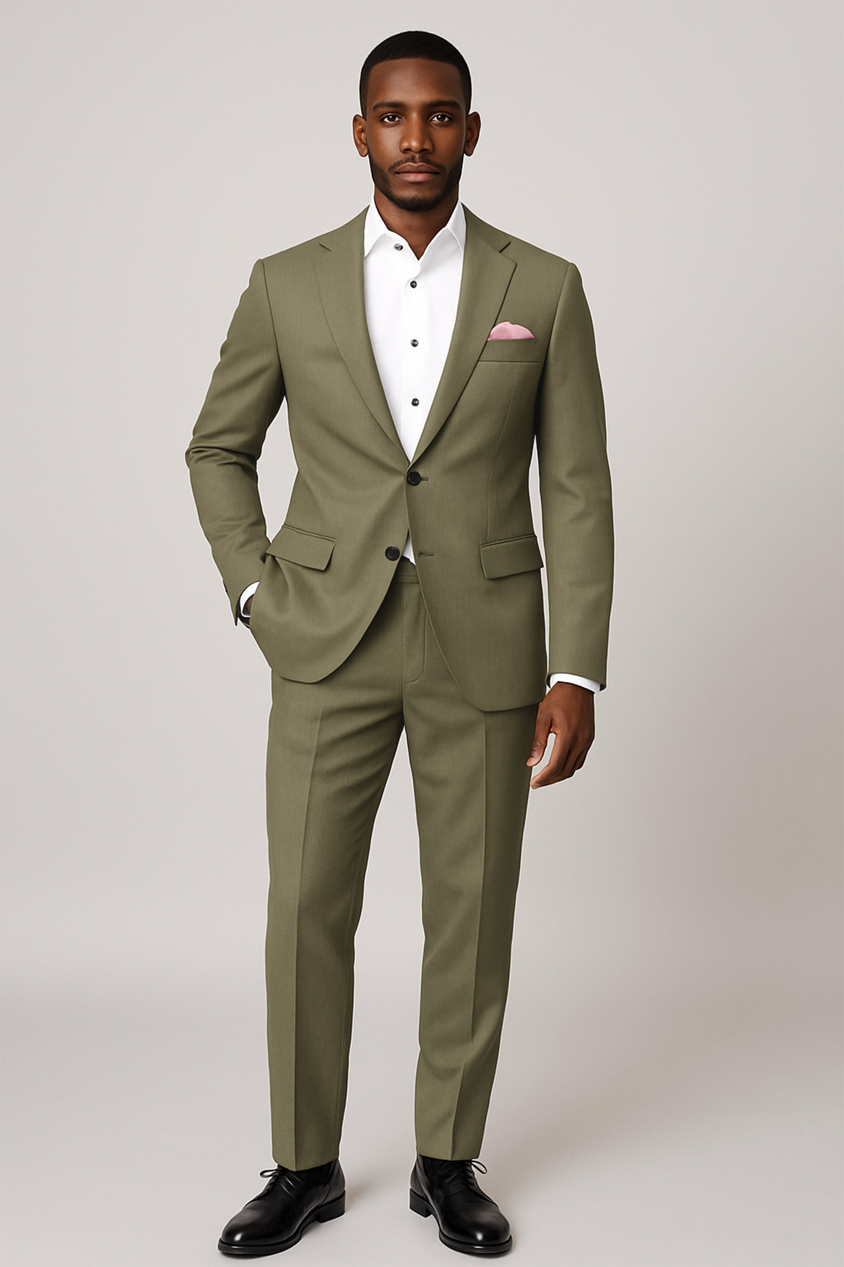 Zyren-Finch Green Luxurious Linen Single Breasted Stretchable traveler Suit