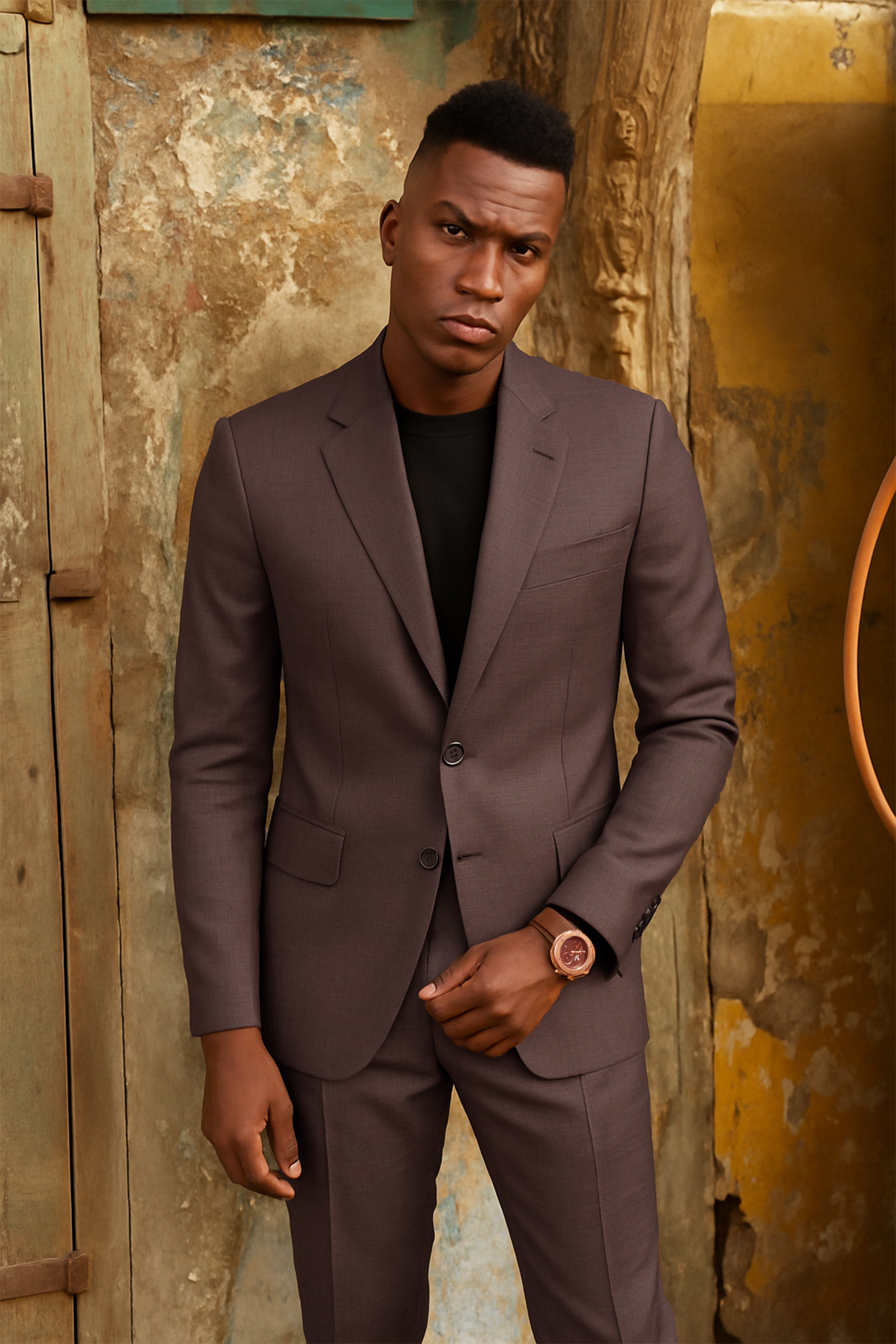 Terrivo-Zeus Brown Luxurious Linen Single Breasted Stretchable traveler Suit