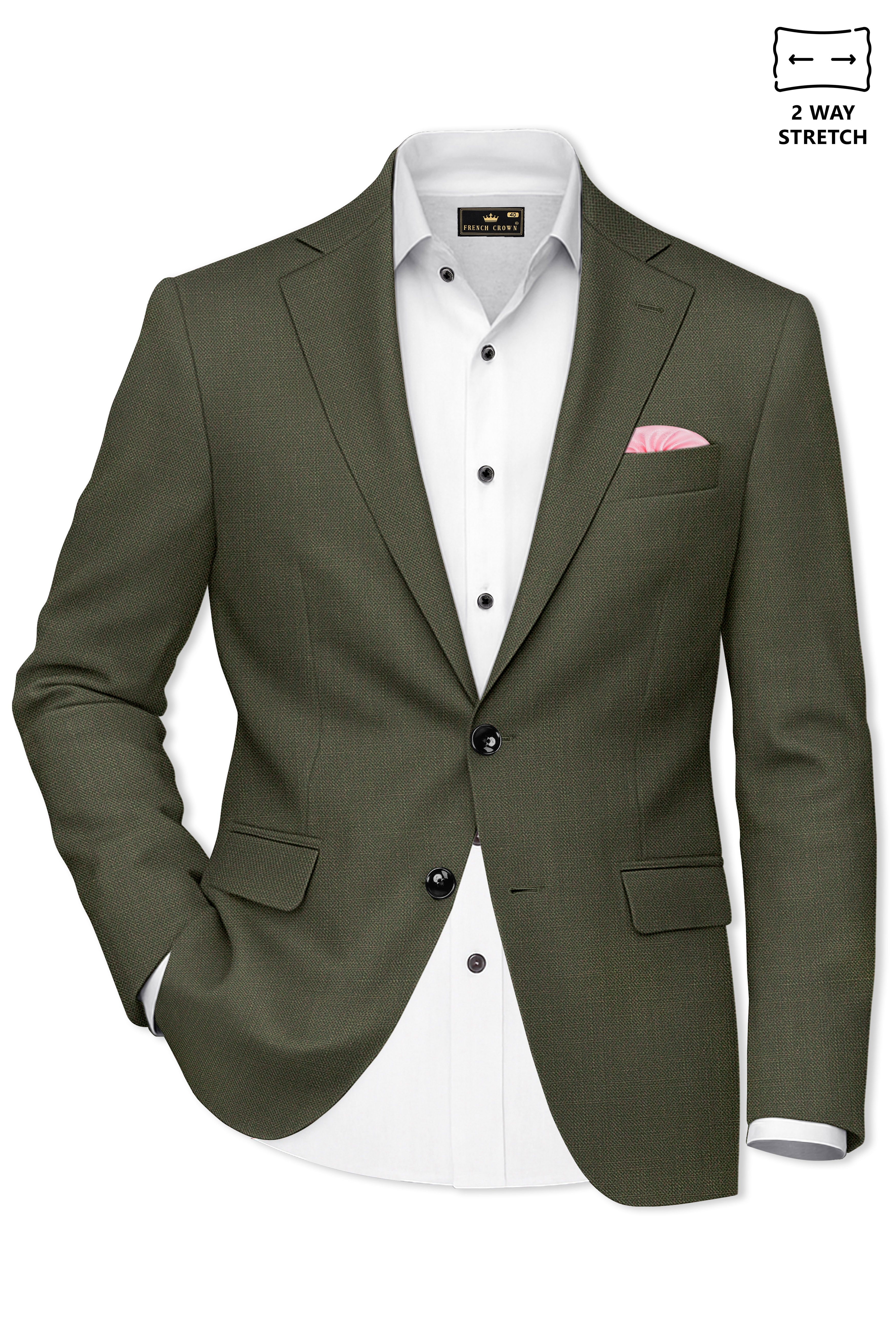 Virenzo-Rifle Green Luxurious Linen Single Breasted Stretchable traveler Suit