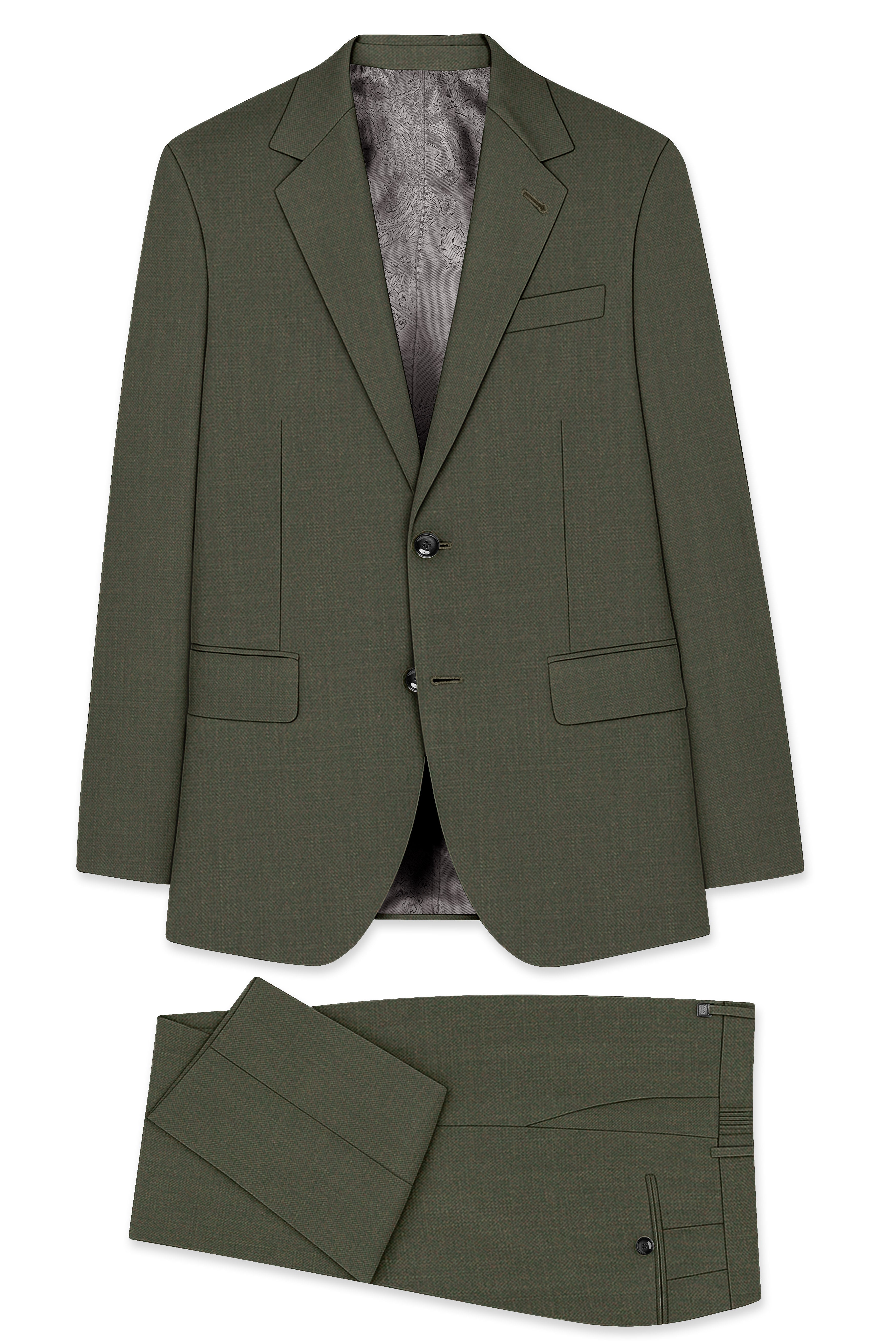 Virenzo-Rifle Green Luxurious Linen Single Breasted Stretchable traveler Suit