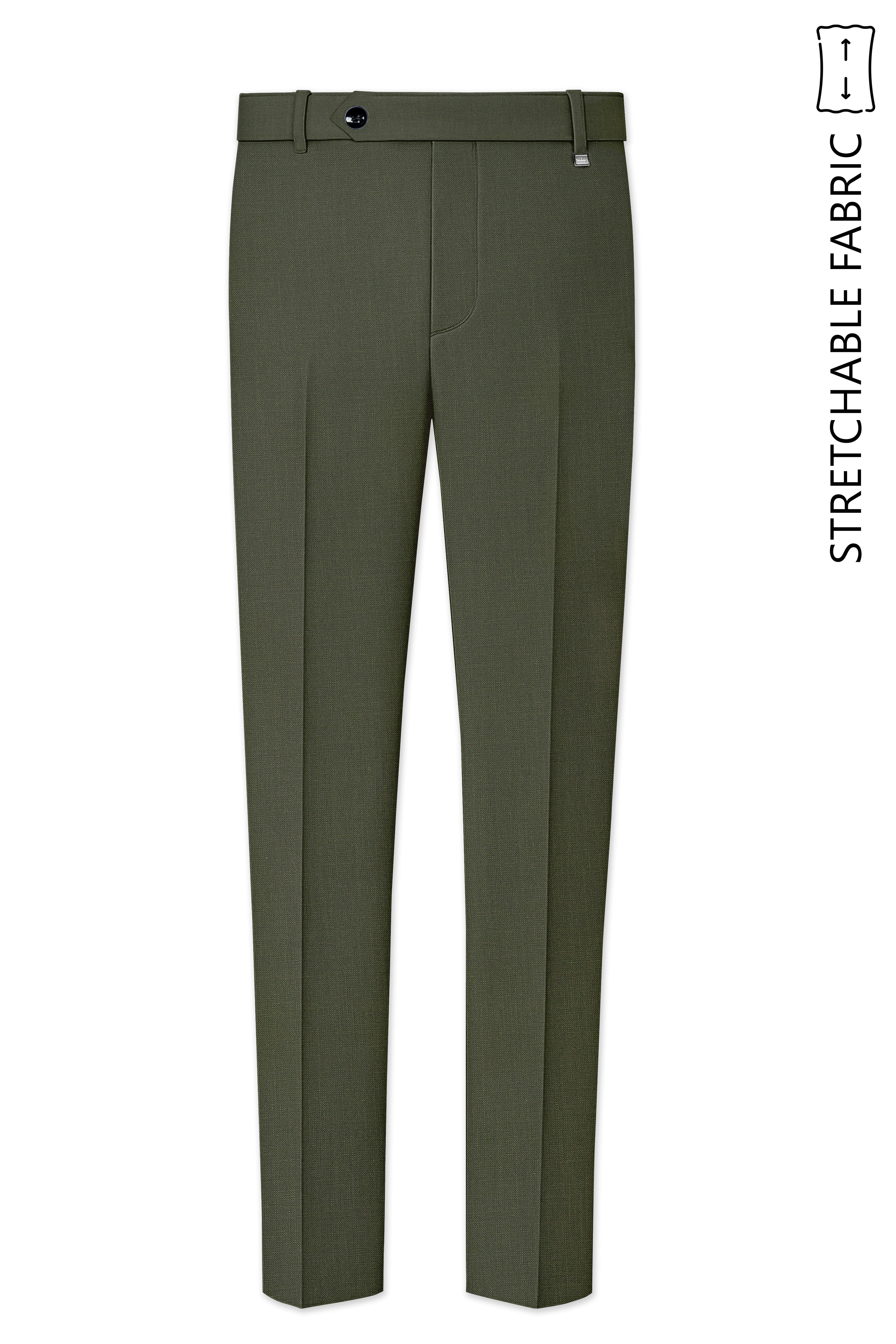 Virenzo-Rifle Green Luxurious Linen Single Breasted Stretchable traveler Suit