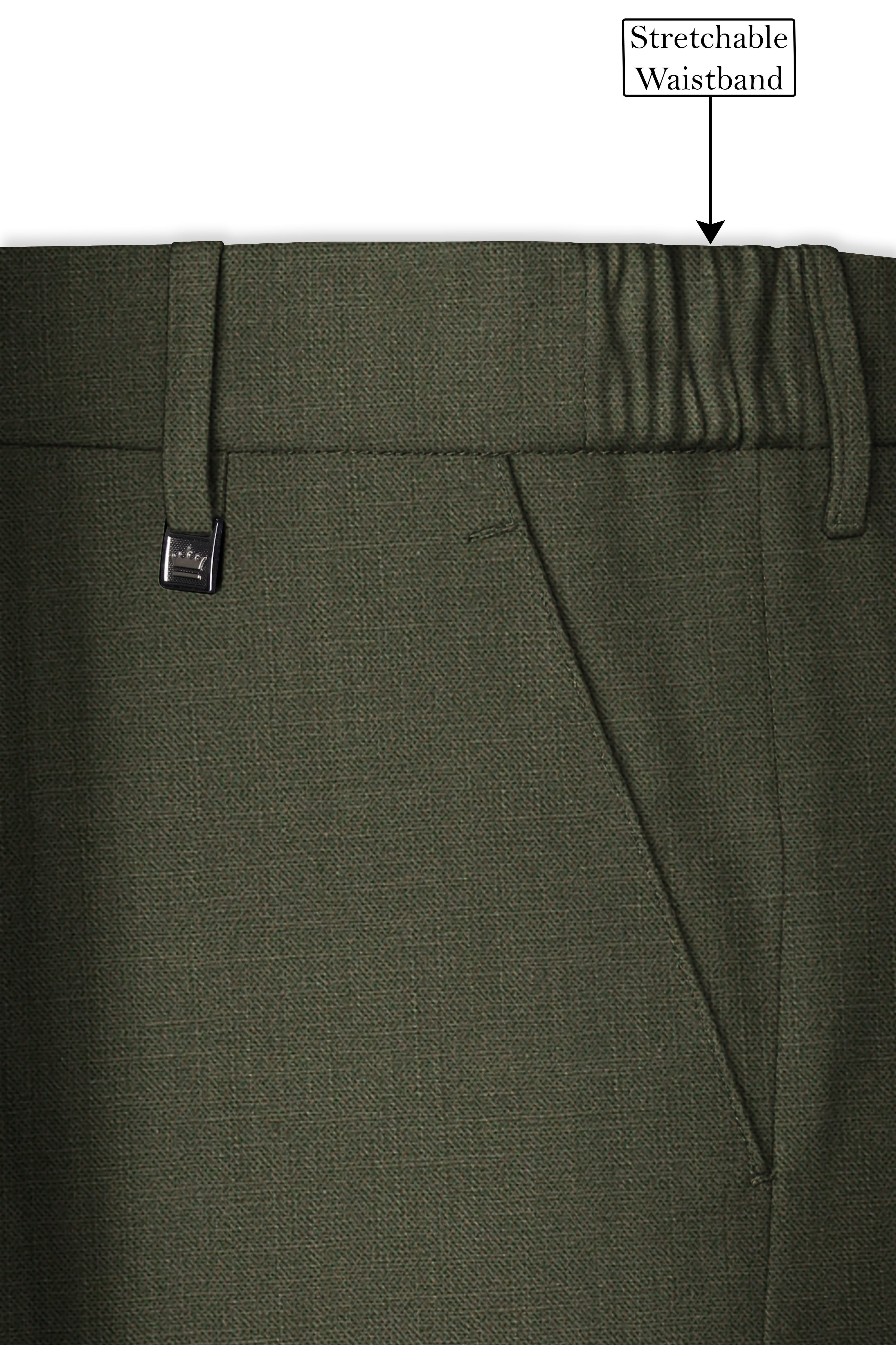 Virenzo-Rifle Green Luxurious Linen Single Breasted Stretchable traveler Suit