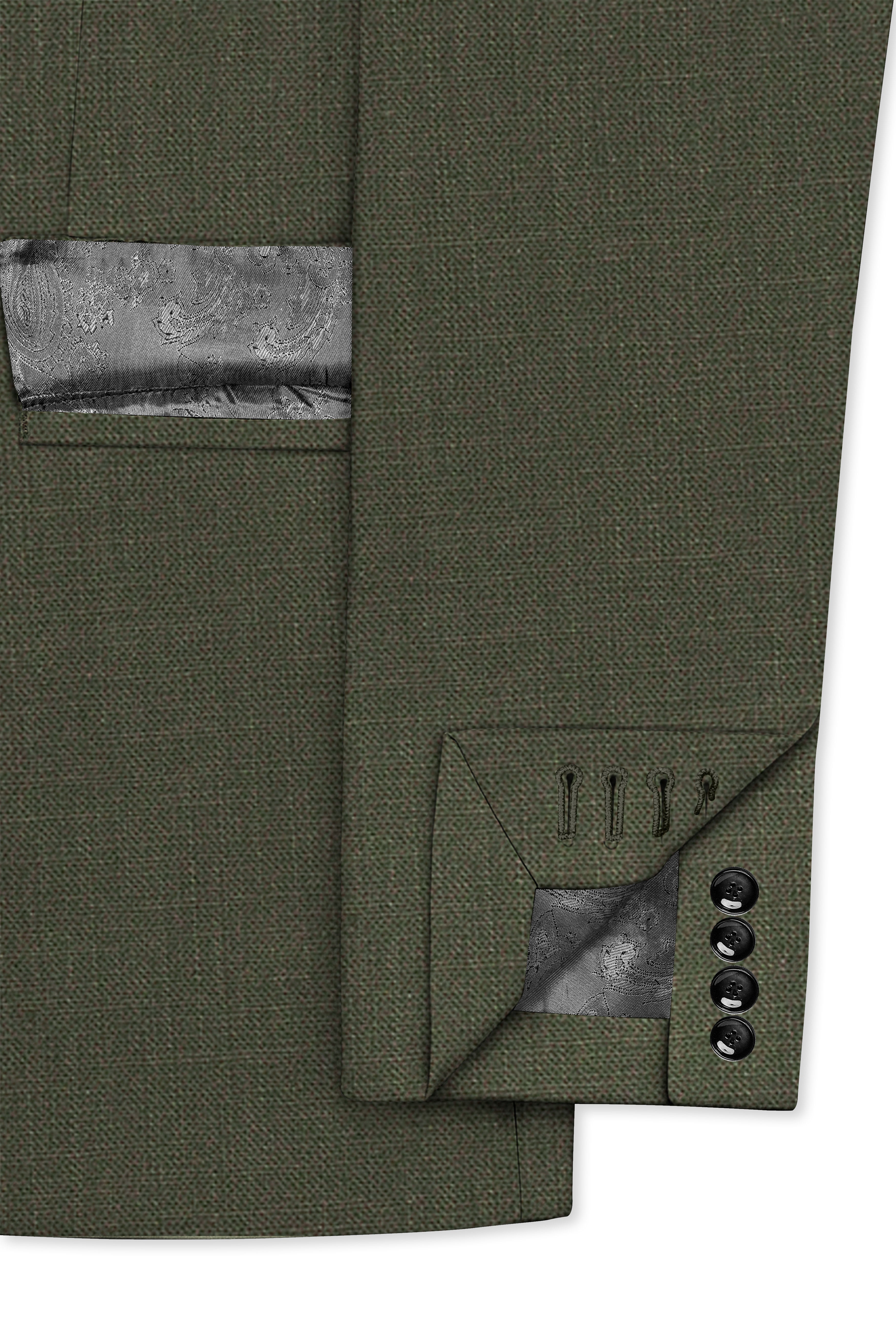 Virenzo-Rifle Green Luxurious Linen Single Breasted Stretchable traveler Suit